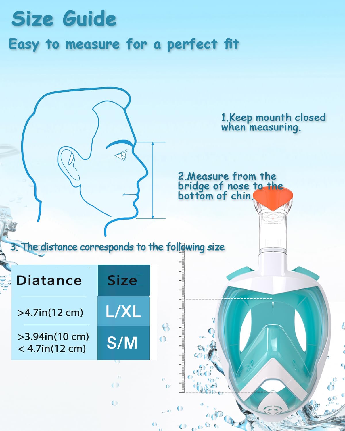 Maschera da Snorkeling,Maschera Subacqueacon con Visuale Panoramica 180° Design Pieno Facciale e Compatibile con Videocamere Sportive Maschera per Immersioni per Adulti Bambini