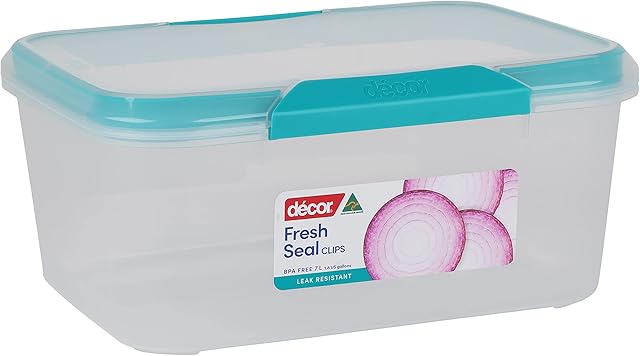 Décor Fresh Seal Clips 7L Large Oblong Food Storage Container | Reusable Plastic Airtight Food Container With clippable Lids | BPA FREE | Leak Proof Microwave Freezer & Dishwasher Safe