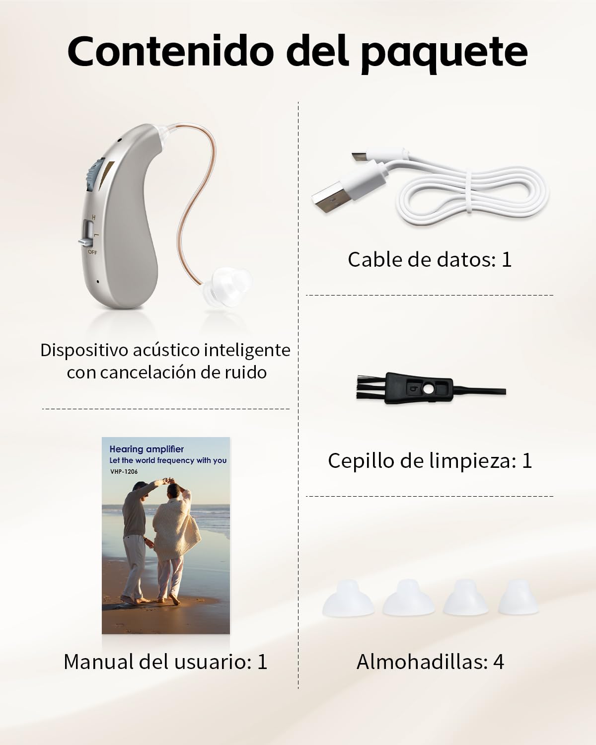 Britzgo VHP-1206 Dispositivo Recargable de Gancho，Tecnología de Procesamiento Digital de Señal，40 h de Batería，Doble Modo de Sonido，Diseño Ligero y Cómodo