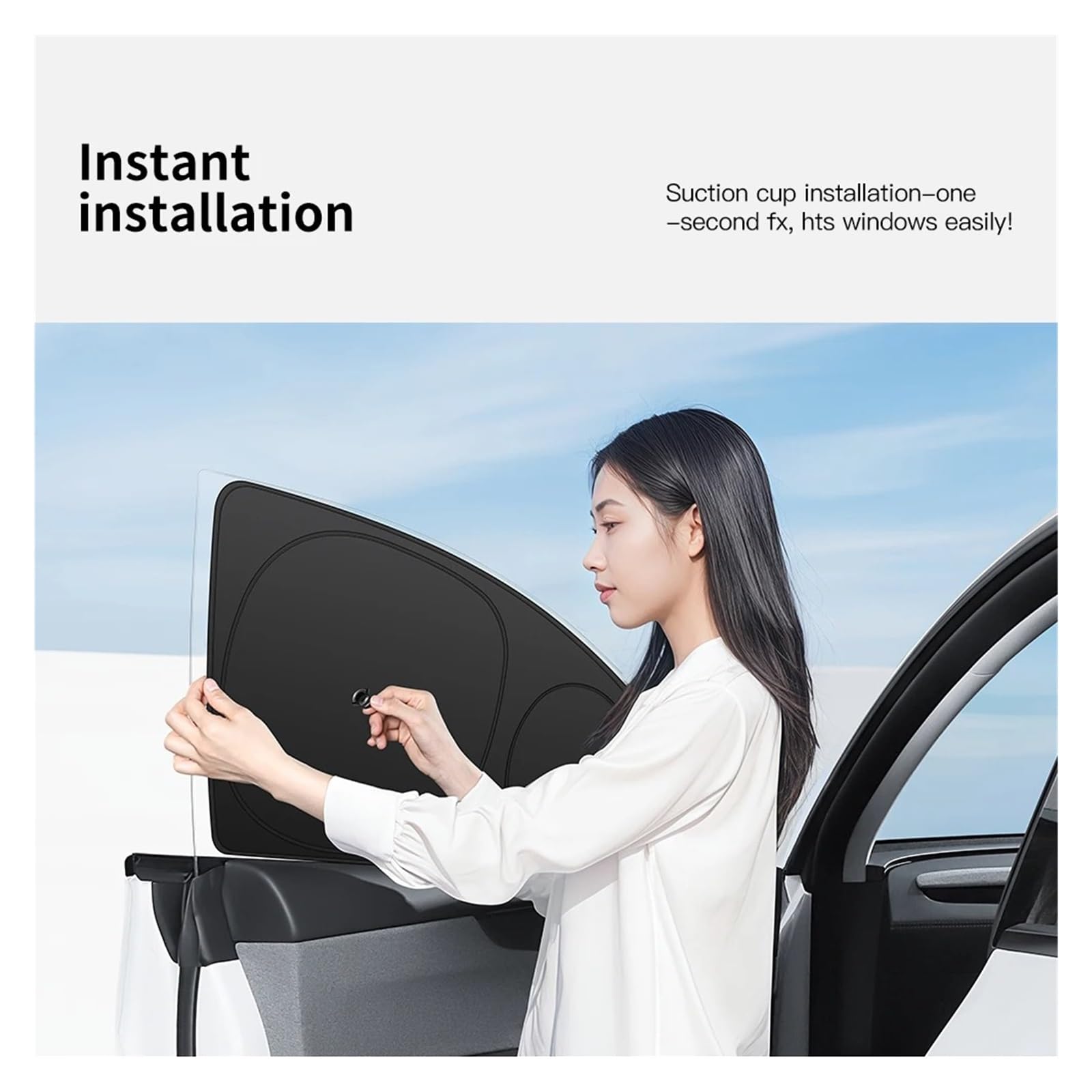 For Tesla For Model 3/Y For Highland For Juniper 2026 Car Side Window Sunshade with Suction Cups Cloth Cover Accessories(H)