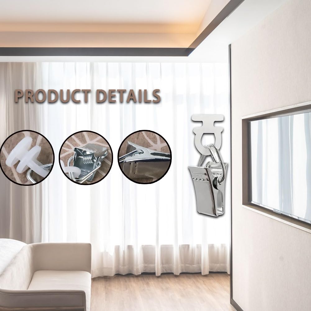 Set 100 Ganci Per Tende - 50 Metallici E 50 In Plastica, Per Binari E Tende Scorrevoli, Facili Da Installare - Foto 6