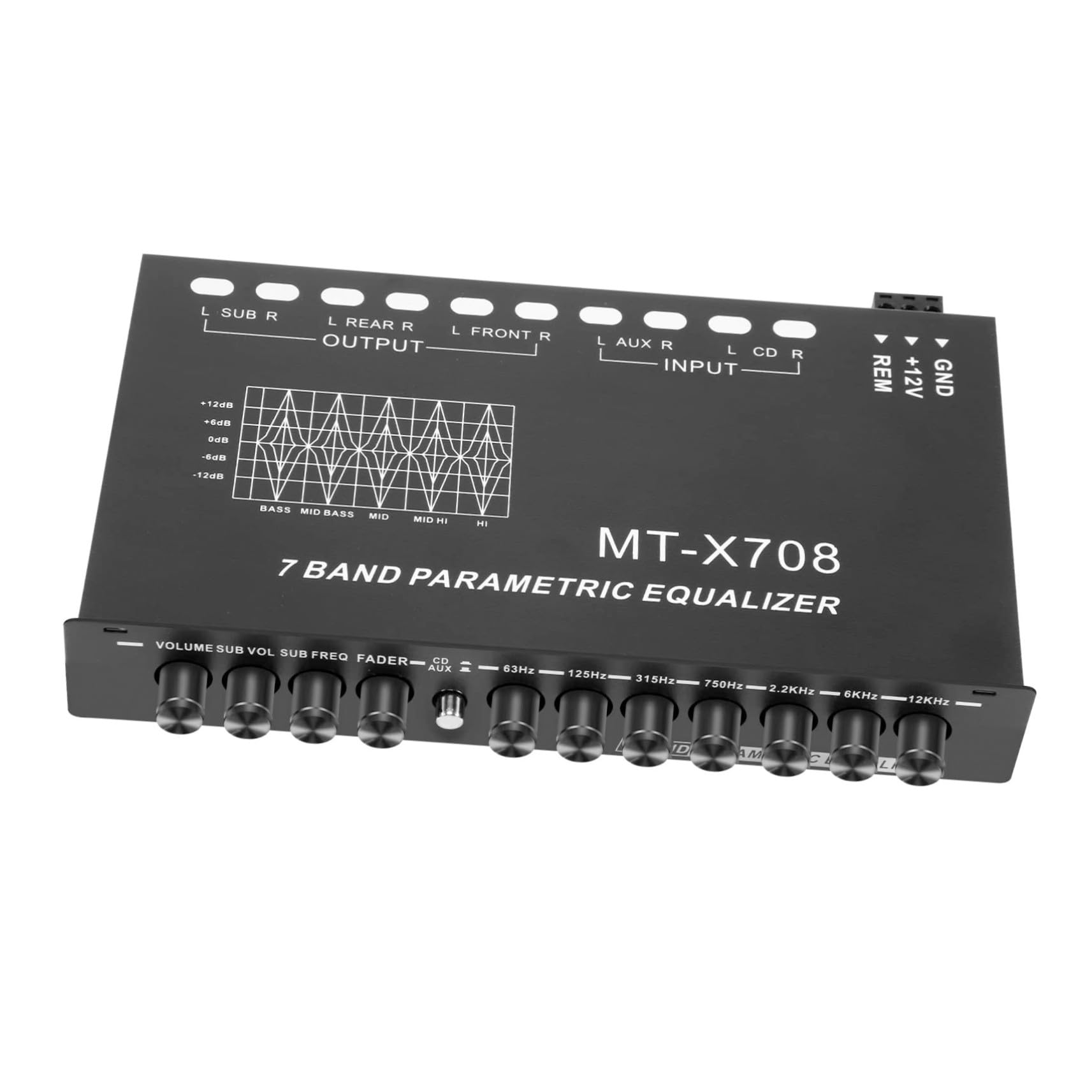 Ecualizador de Coche de 7 Bandas 6 Canales para Mejorar Calidad de Sonido, Instalación Fácil y Estructura Metálica Compatible Sistemas de Audio para Automóvil