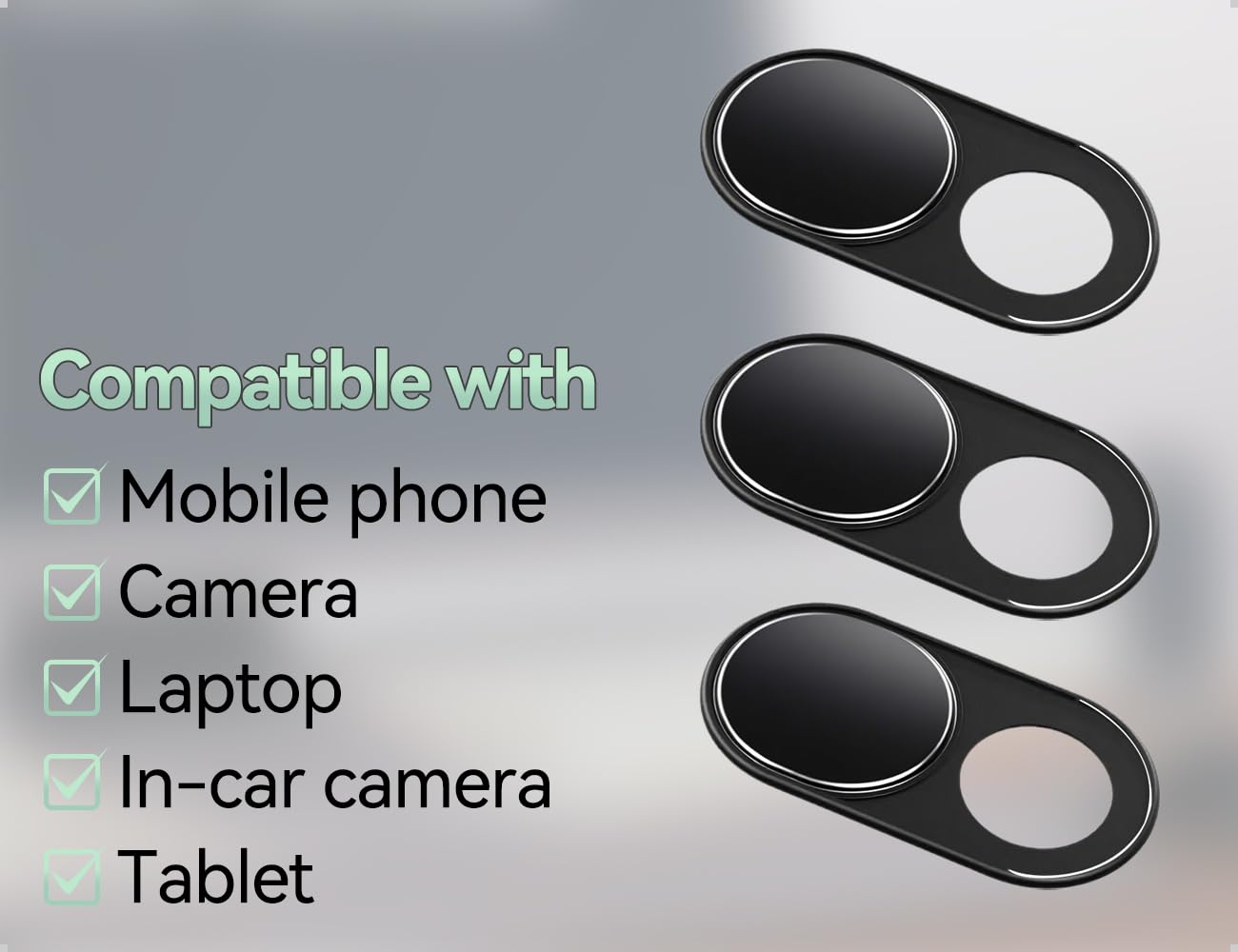 Lot de 3 Caches Webcam en Métal,Coques Coulissantes pour Appareil Photo,Coques Coulissantes Multifonctions pour Smartphone,Ordinateur,Ordinateur Portable et Tablette(Noir)