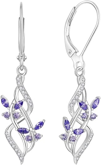 JO WISDOM Women Infinity Butterfly Earrings,925 Sterling Silver Dangle & Drop Earrings with 5A Cubic Zirconia