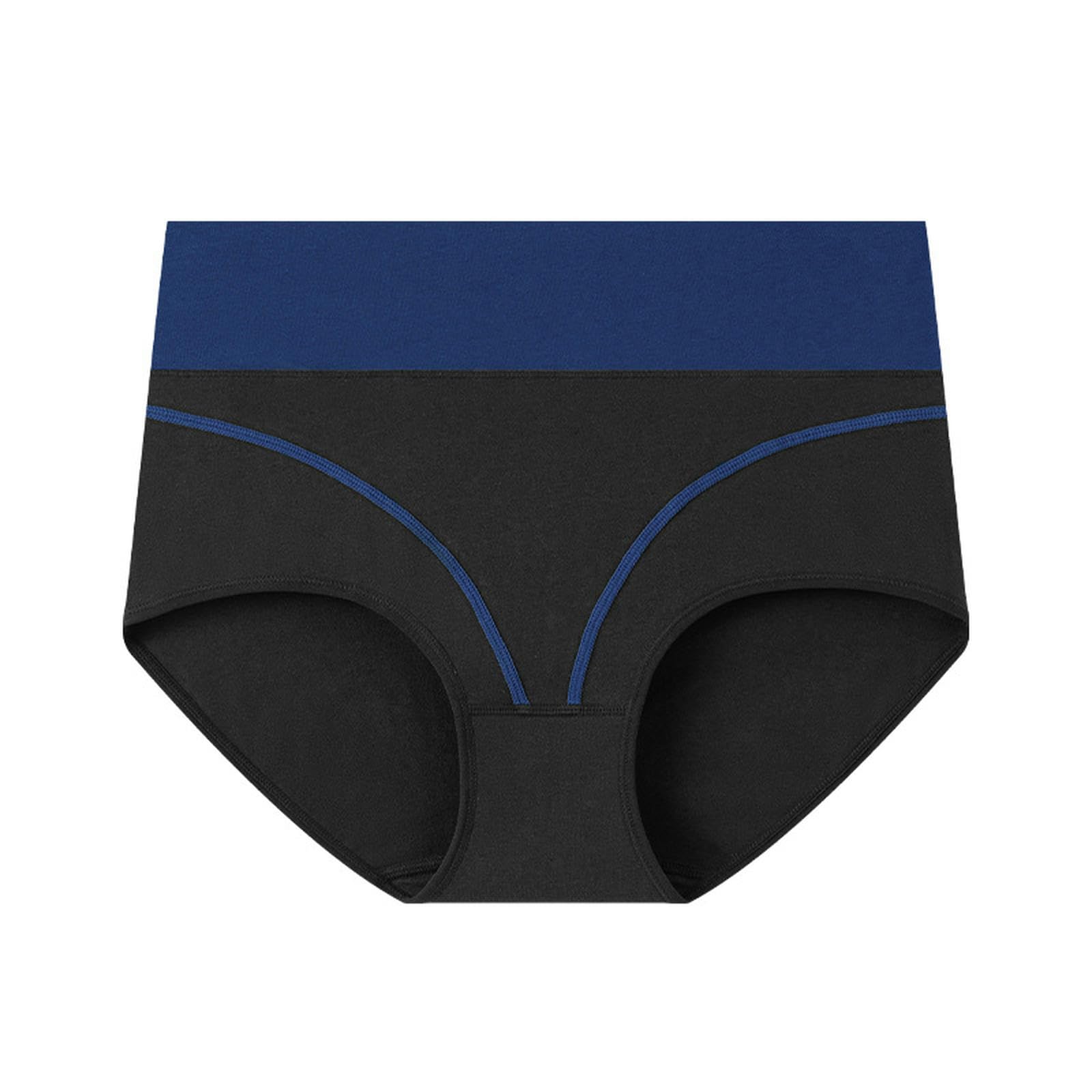 Unterhosen Damen Frauen Mit Hoher Taillierter Baumwollunterwäsche Für Frauen Weiche, Atmungsaktive Slips Stretch Slips 5-Pack Großer-blau 5pc-XXL