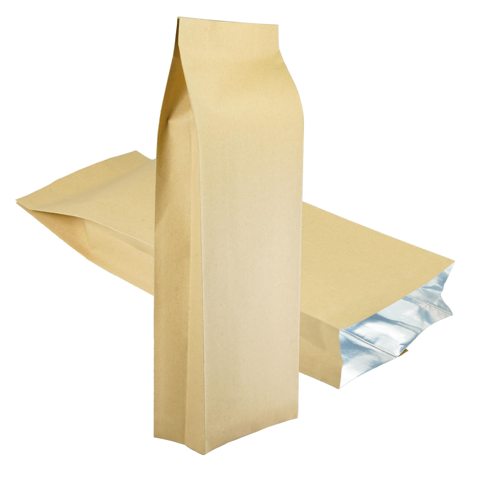 RIGHTPAK 100 Pcs of 1KG Side Gusset Kraft Paper Heat Seal Pouches for Coffee Packaging and Food Storage