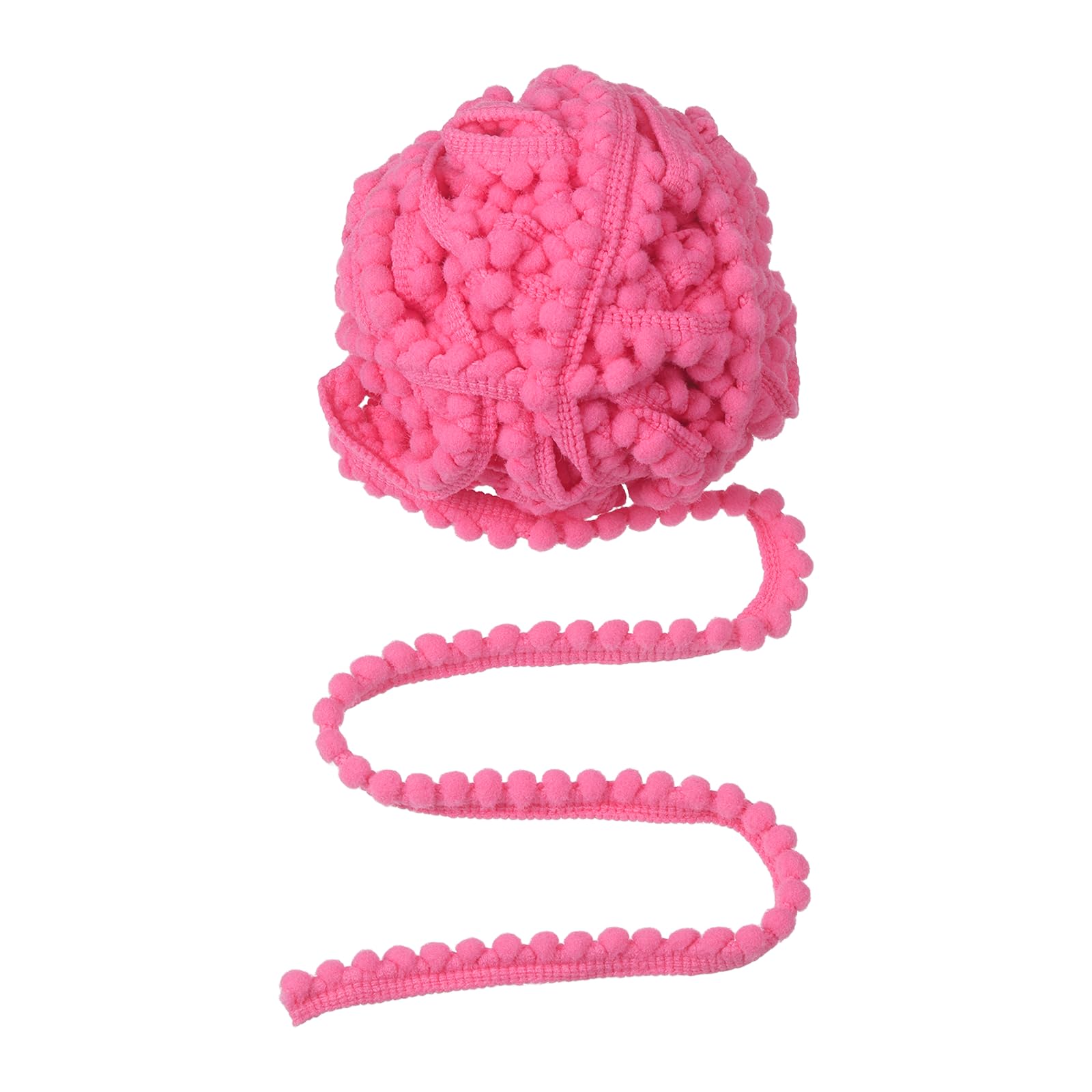 sourcing map 10 Yards Pom Pom Ball Fringe Trim, Round Pom Pom Trim Ribbon Nylon Fringe Ribbon Sewing Accessory for DIY Crafts Sewing Curtain Clothes Pillow Home Decoration, Dark Pink