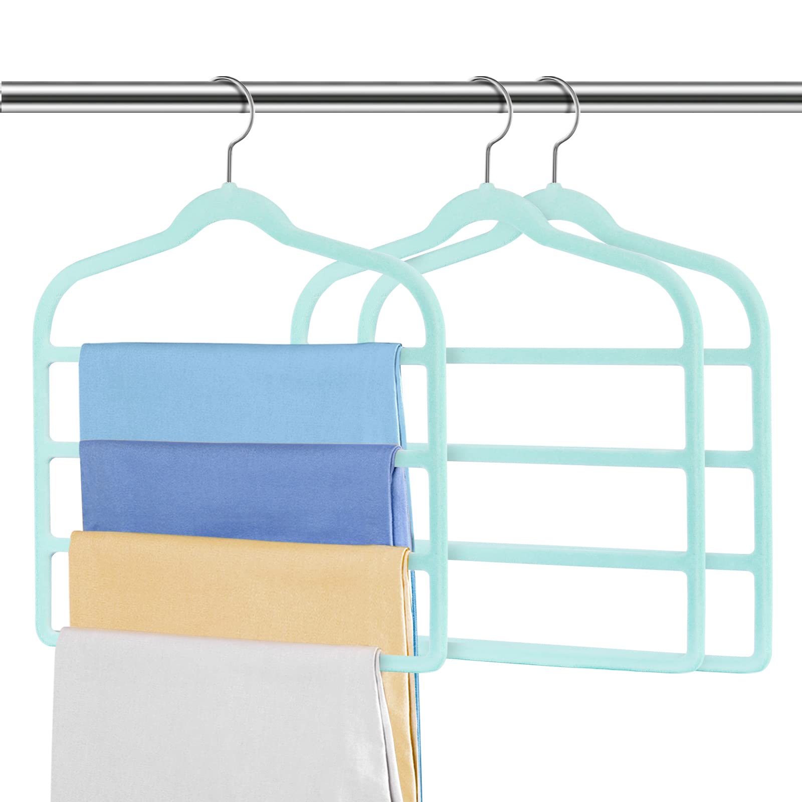 Percha de terciopelo para pantalones de ahorro de espacio antideslizante Percha (3)