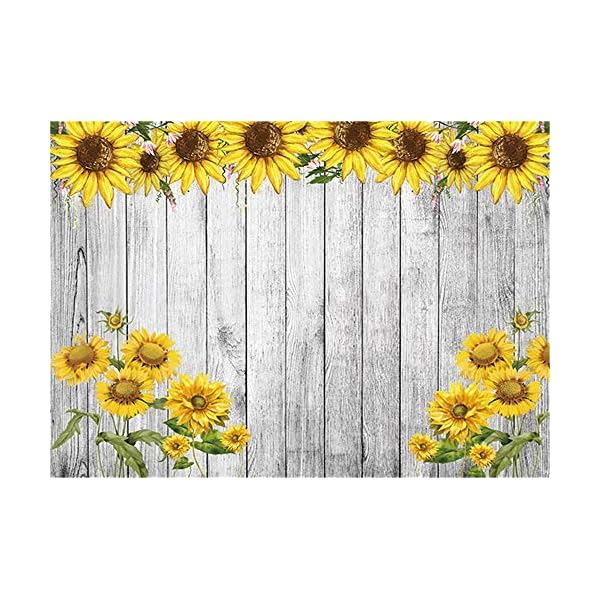 HVEST Sonnenblumen-Hintergründe für Fotoshooting, 2.1x1.5 m, Stoff, rustikaler Holzhintergrund, Frühlingshintergrund… – Bild 4