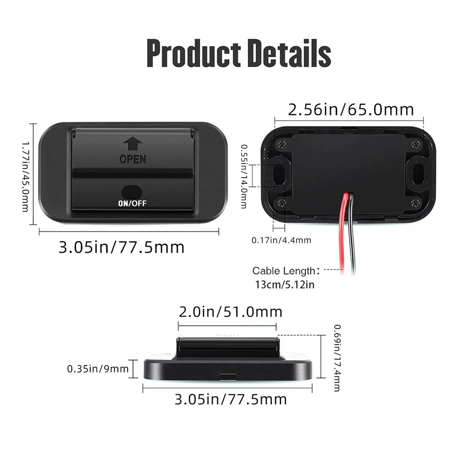 Presa USB 12V, 90W - Caricatore Triplo Porta con Ricarica Rapida Simultanea (QC3.0 + 2 x PD), Interruttore On/Off, Presa USB Integrabile per Auto 12-24V, Camion, Barche, Camper (2 Pezzi)