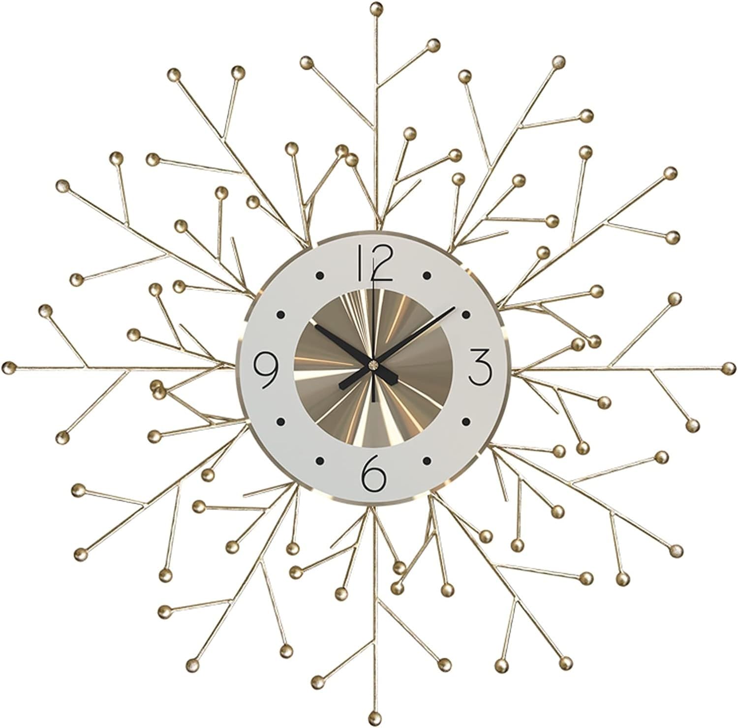SaryEdge Wall Clock Modern Art Metal Clock,Silent Movement Gypsophila Decoration Creative Silent for Living Room, Bedroom, Office Decor,