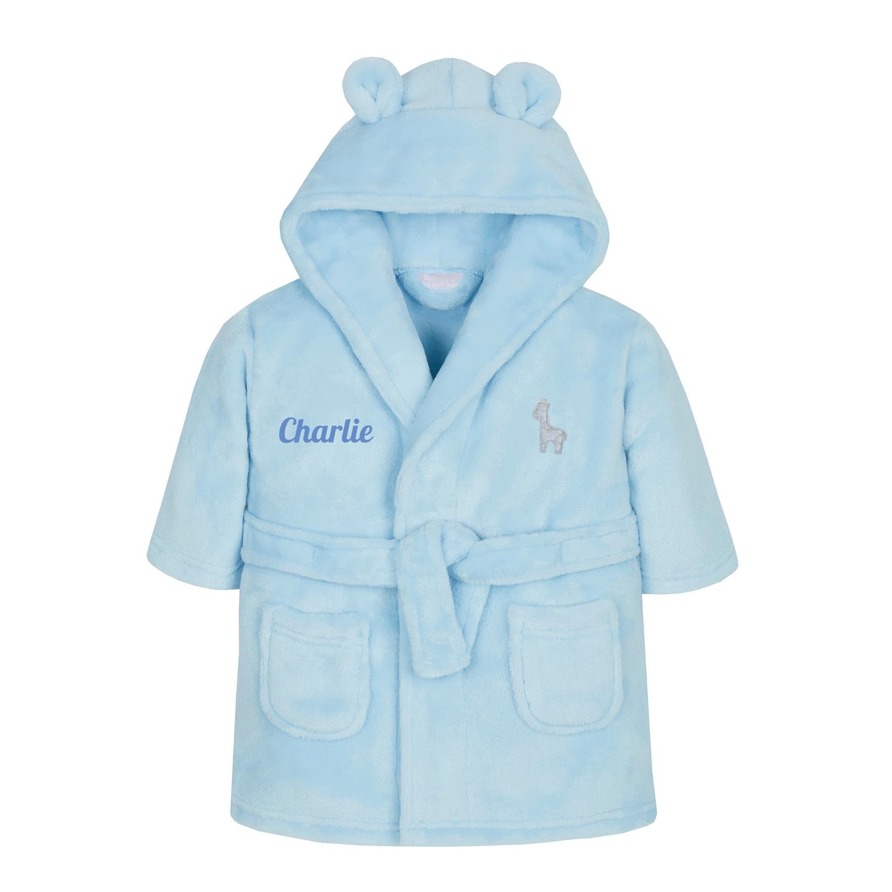 Style It Up Baby Boy Girl Babies Dressing Gown Robe Plush Fleece Velvet Soft Cosy Warm Gift, (BLUE, 6-12M)