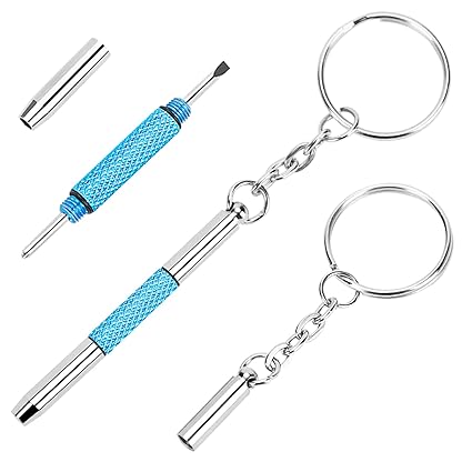 UNEAK - Eyeglass Screwdriver Repair Kit Precision Stainless Steel 3 in 1 Mini Screwdrivers Set Keychain Glasses, Sunglasses, Watch, Electronics, Jewelry, Eyeglasses, Flat Head, Phillips, Hex