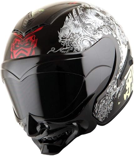 Miniatura 4 de Martian - Casco de fibra de carbono auténtica para motocicleta modular con tapa completa, color negro (3.5 libras), aprobado por DOT.