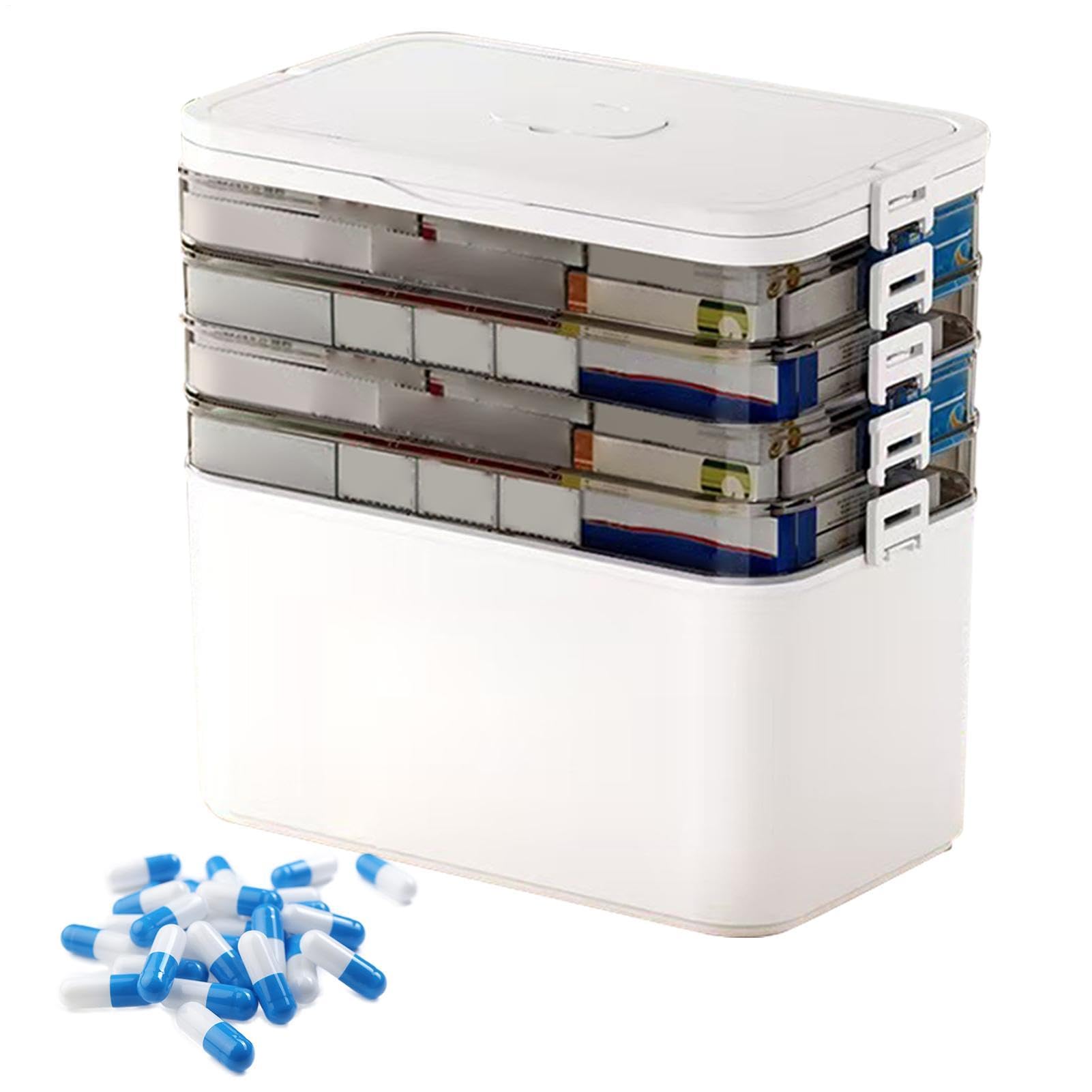 Organizzatore di stoccaggio di medicinali, scatola di medicinali Custodia | Scatola di stoccaggio organizzatore di medicina chiara multiuso con più livelli per la casa