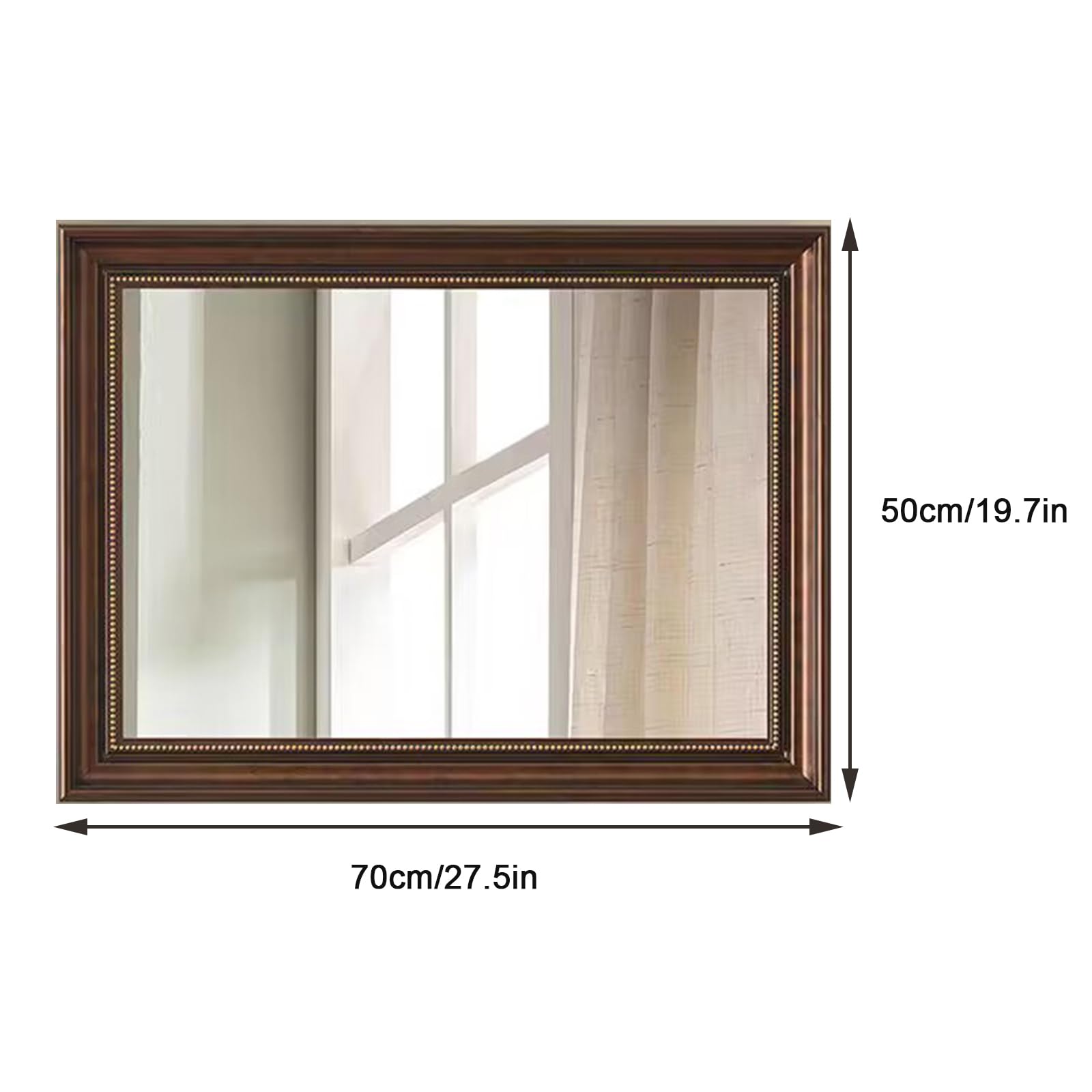 Amazon.com: NRNQMTFZ Bathroom Mirror, Black Frame Mirror for Wall, Modern  Round Corner Wall Mirror for Bedroom, Living Room, Horizontal or  Vertical,Shatter-Proof(70 * 50cm/27.5 * 19.7in,Antique Copper) : Home &  Kitchen