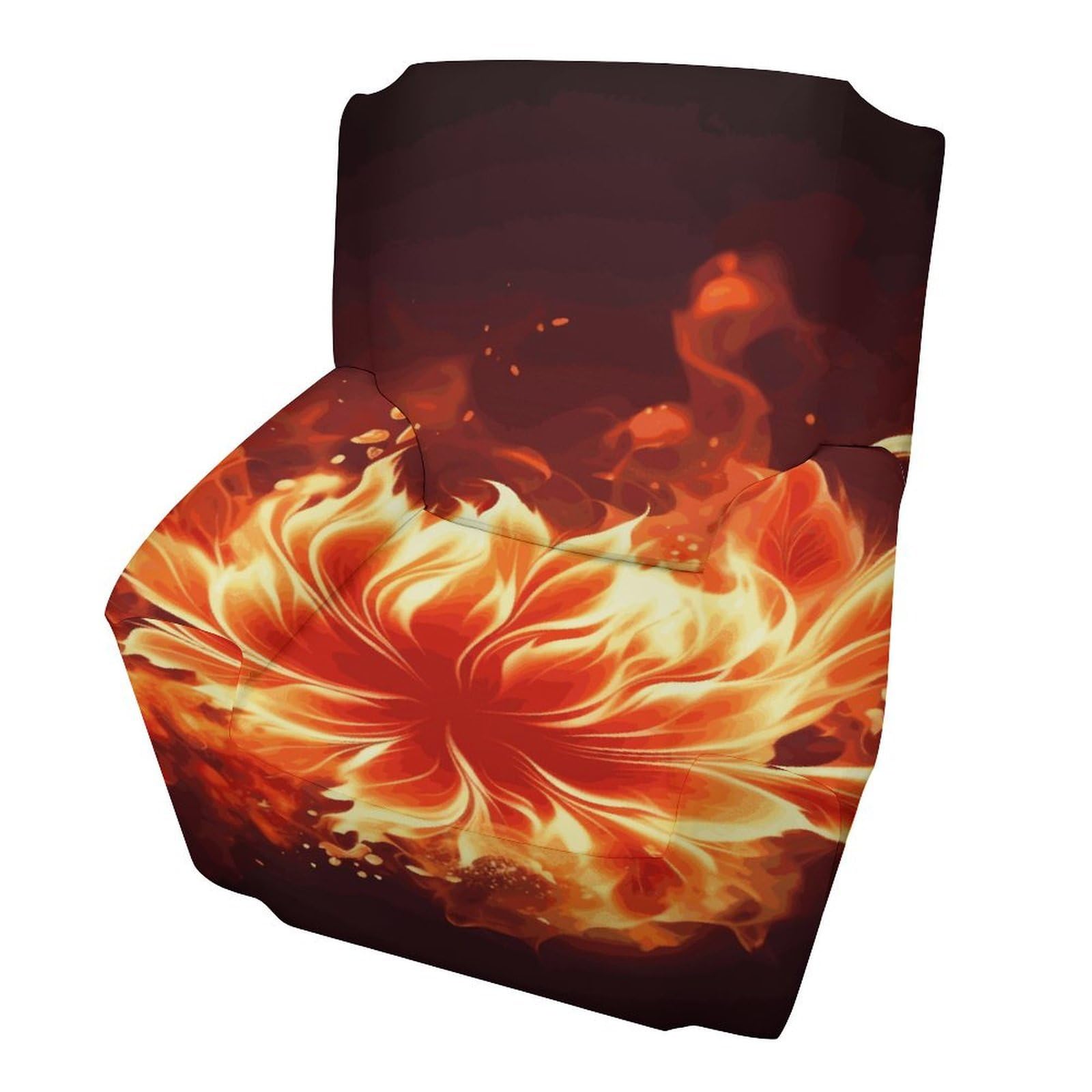 Fodpand Style Flaming Fire Flowers Sofa Cover Soft 1 Seater Sofa Slipcover For Pets Washable,Couch Cover With Elastic Straps Furniture Protector