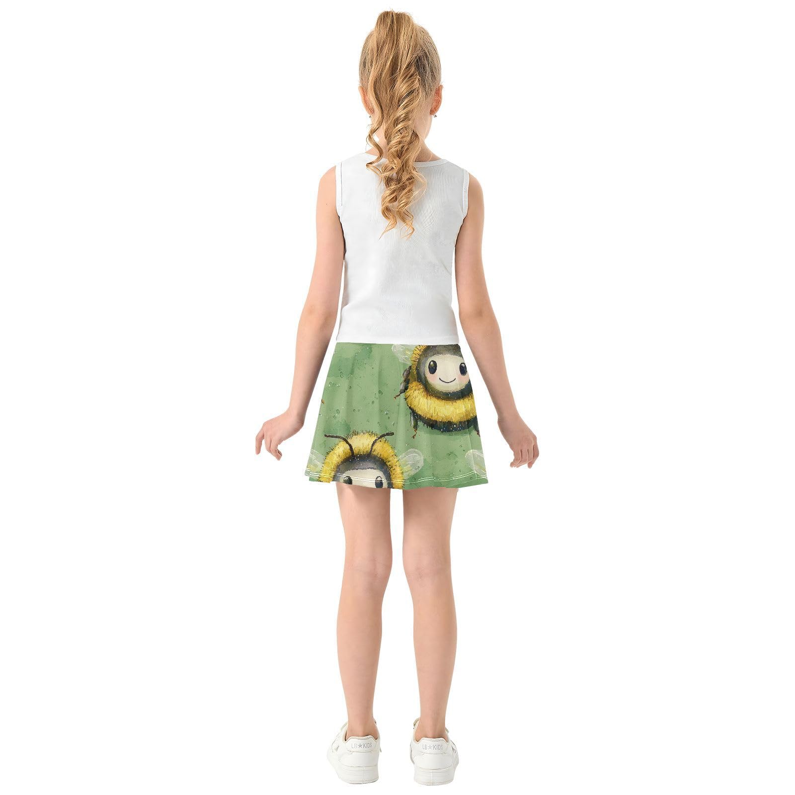 Yuiboo Mignon Little Bees Filles Tennis Jupes avec Short Skort pour Fille Jupe Plissée