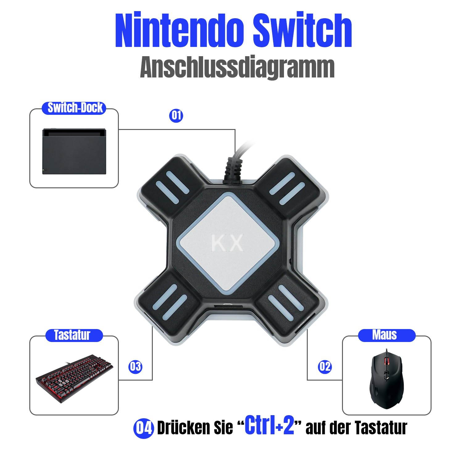 Mcbazel Gaming Tastatur und Maus Adapter für Switch, PS4, PS3,Xbox One, Kabelgebundene Tastatur und Maus Konverter, Unterstützung für FPS-Spiele Nicht für Switch 2