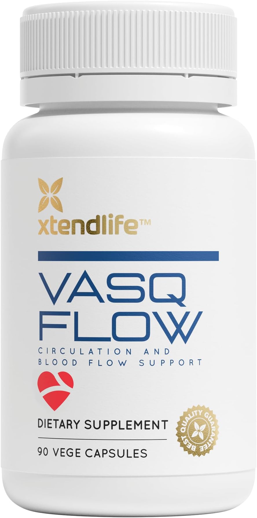 VasQFlow Nitric Oxide Booster - for Circulation, Blood Flow, Heart & Muscle Support-with Red Spinach Extract & Aged Garlic - 1 Month Supply (90 Count)