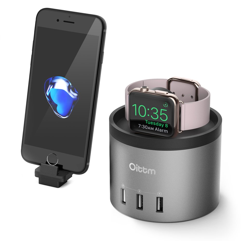 Generic silvery, UK : Oittm For Apple Watch Stand Charging Dock Station 4 USB Ports Desktop Nightstand Charger Dock For I Watch For iPhone 7 6 / Plus