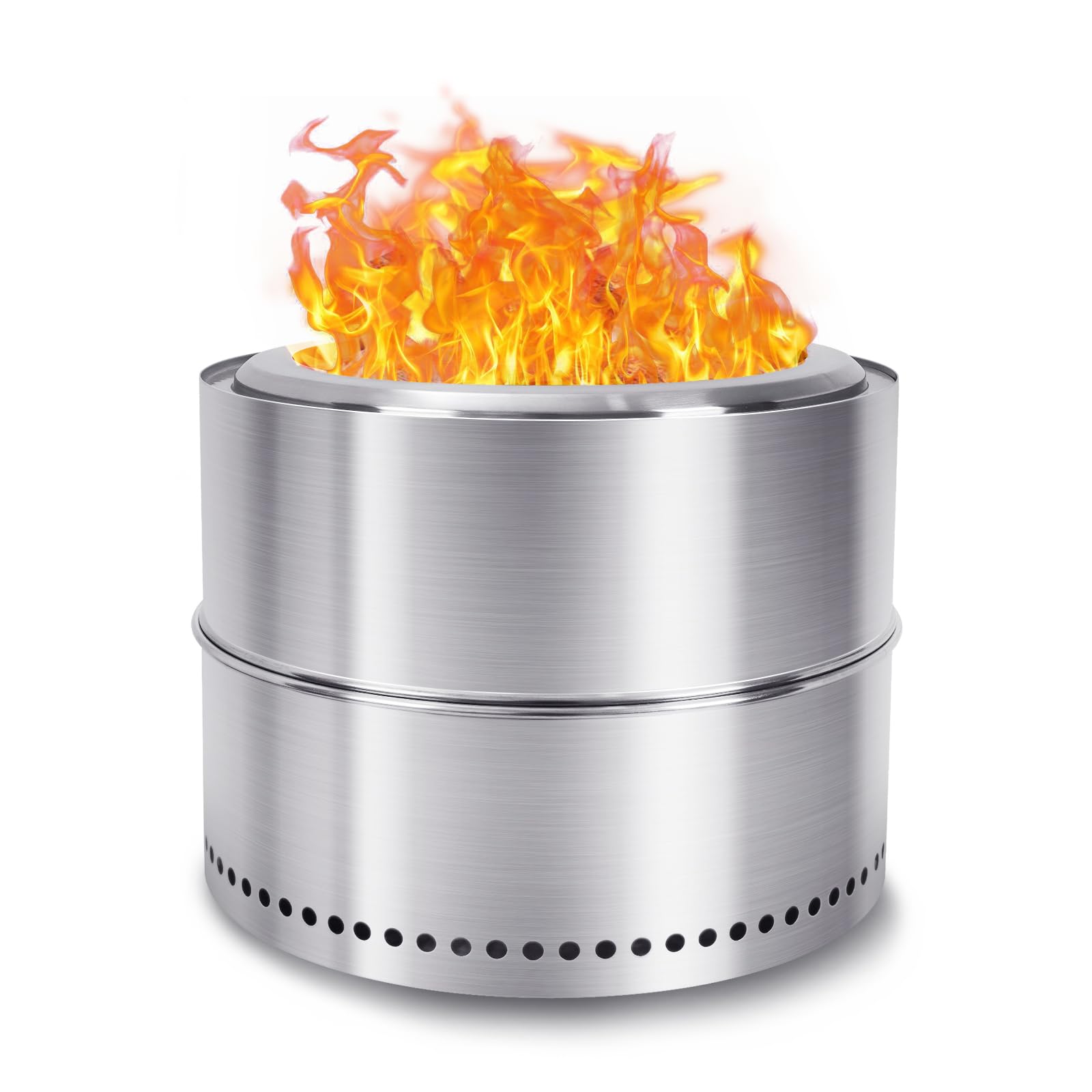 HGD16 inch Smokeless Firepit, Stainless Steel Fire Pits, Smokeless Fire Pit for Outside with Carry Bag for Camping Backyard Patio Garden Picnic