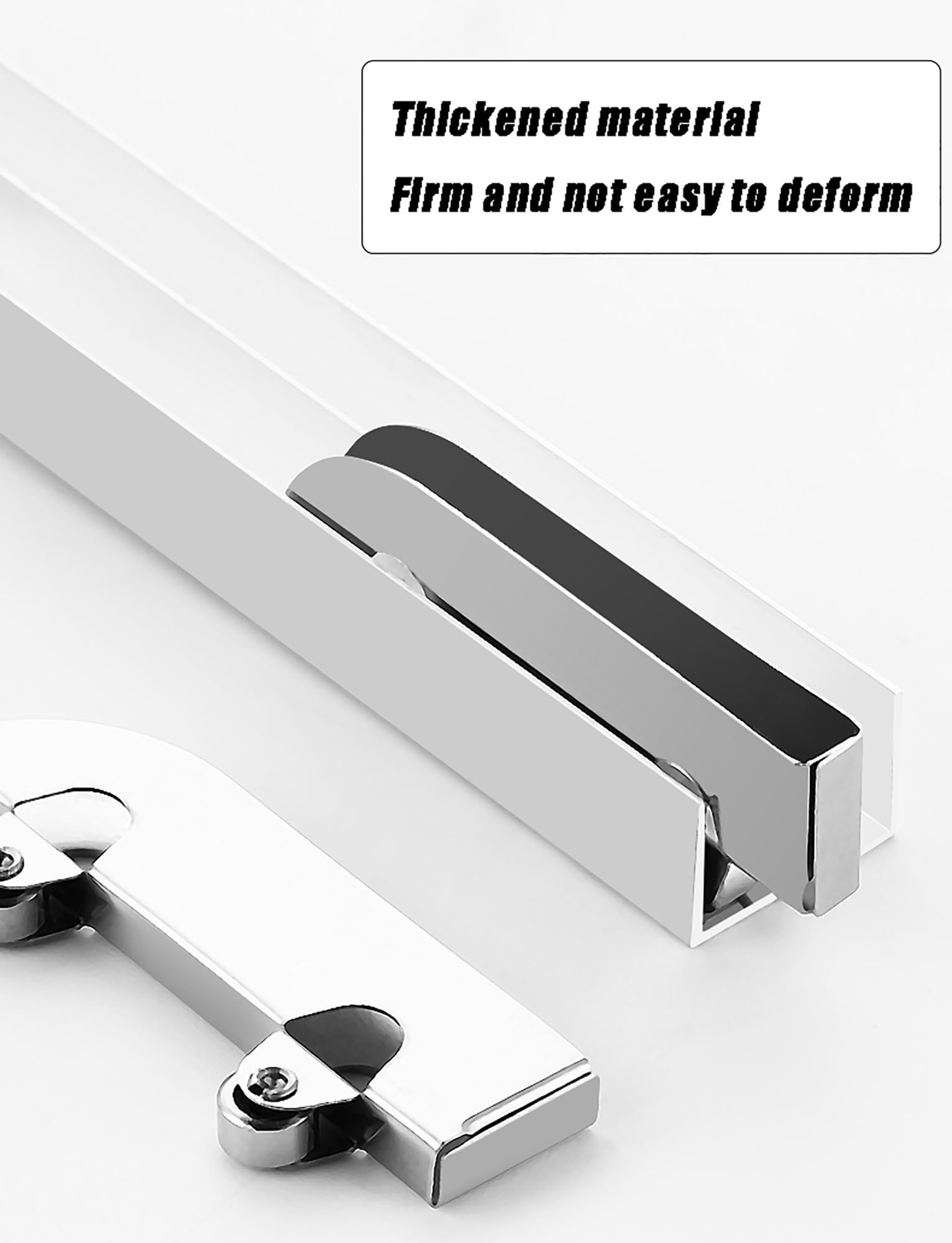 Aluminiowy zestaw prowadnic do drzwi przesuwnych do szafy z rolkami do paneli szklanych 3-5 mm, osprzęt z podwójną szyną, 1 zestaw(190cm)