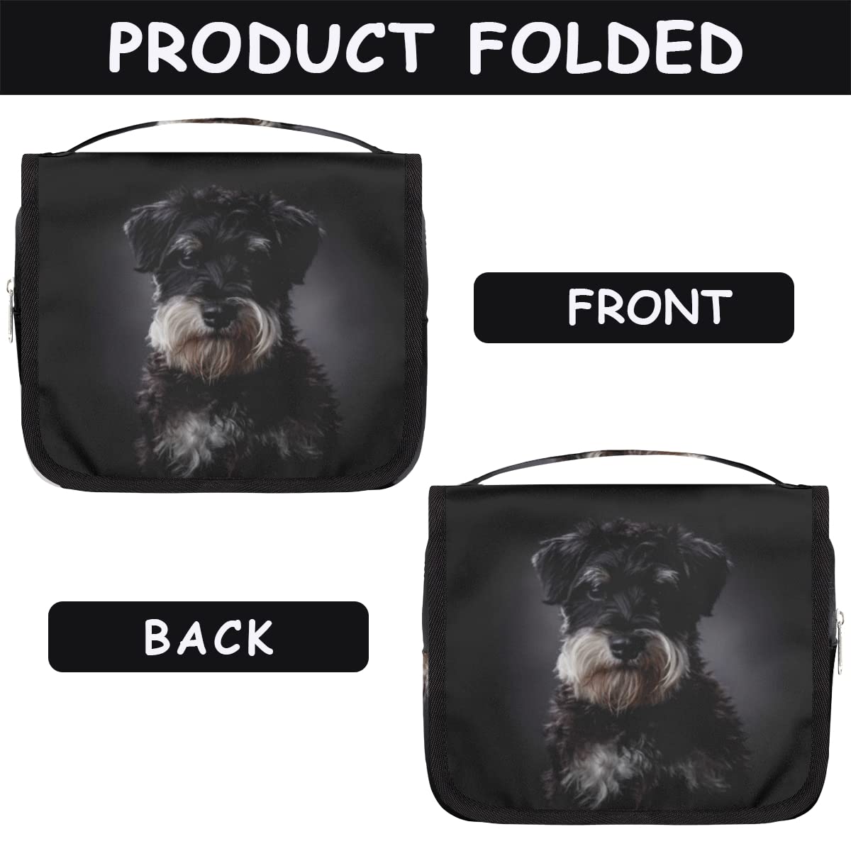 Sznaucer Pies Podróżna Kosmetyczka Śliczny Pies Mycie Torba Unisex Wiszące przybory toaletowe Kosmetyczka Organizer do makijażu, wielobarwny, Jeden rozmiar