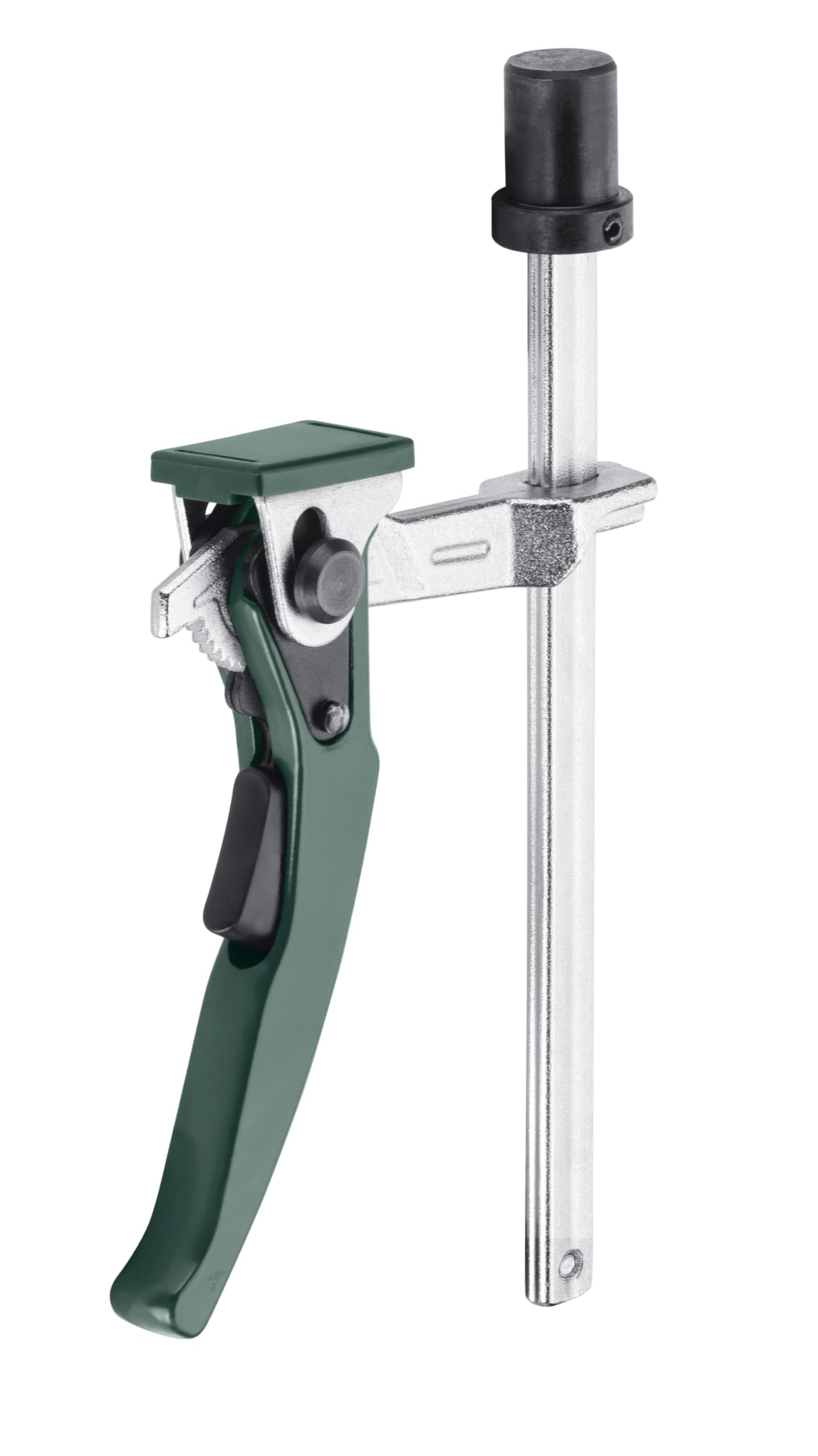 metabo Senkrecht-Schnellspannzwinge, 155 mm Spannwerkzeug für MFT 20 mm | Schnellspanner mit Rasterspannhebel, 70 mm Ausladung und 1700 N Spannkraft, vertikale Fixierung für Multifunktionstische
