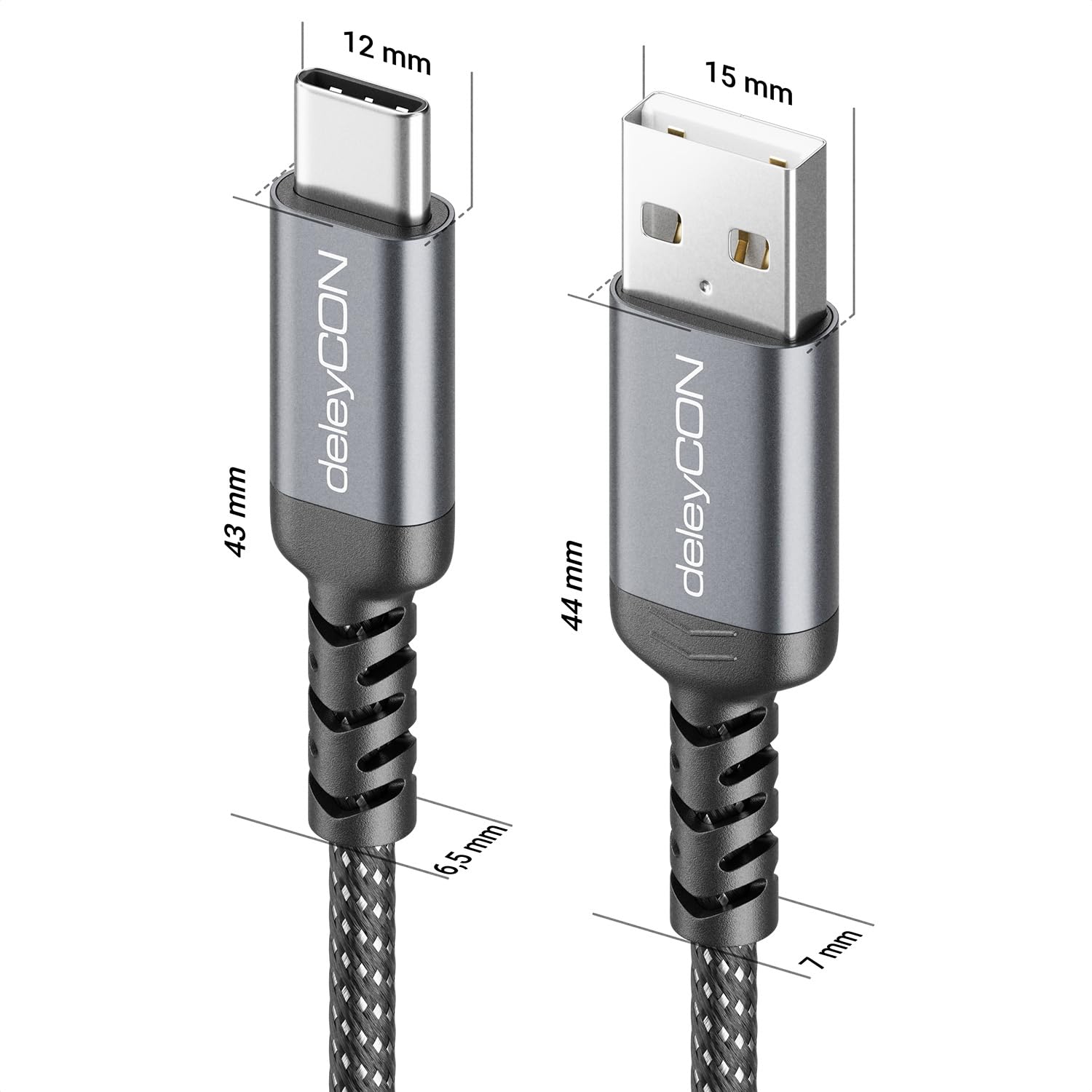 deleyCON 1m Cavo USB-A a USB-C Cavo di Ricarica e Dati per iPhone 17 15 16 Pro Max Air Galaxy A16 A56 S25 S24 S23 Pixel iPad Pro Air Tablet AirPods Notebook Switch PS5