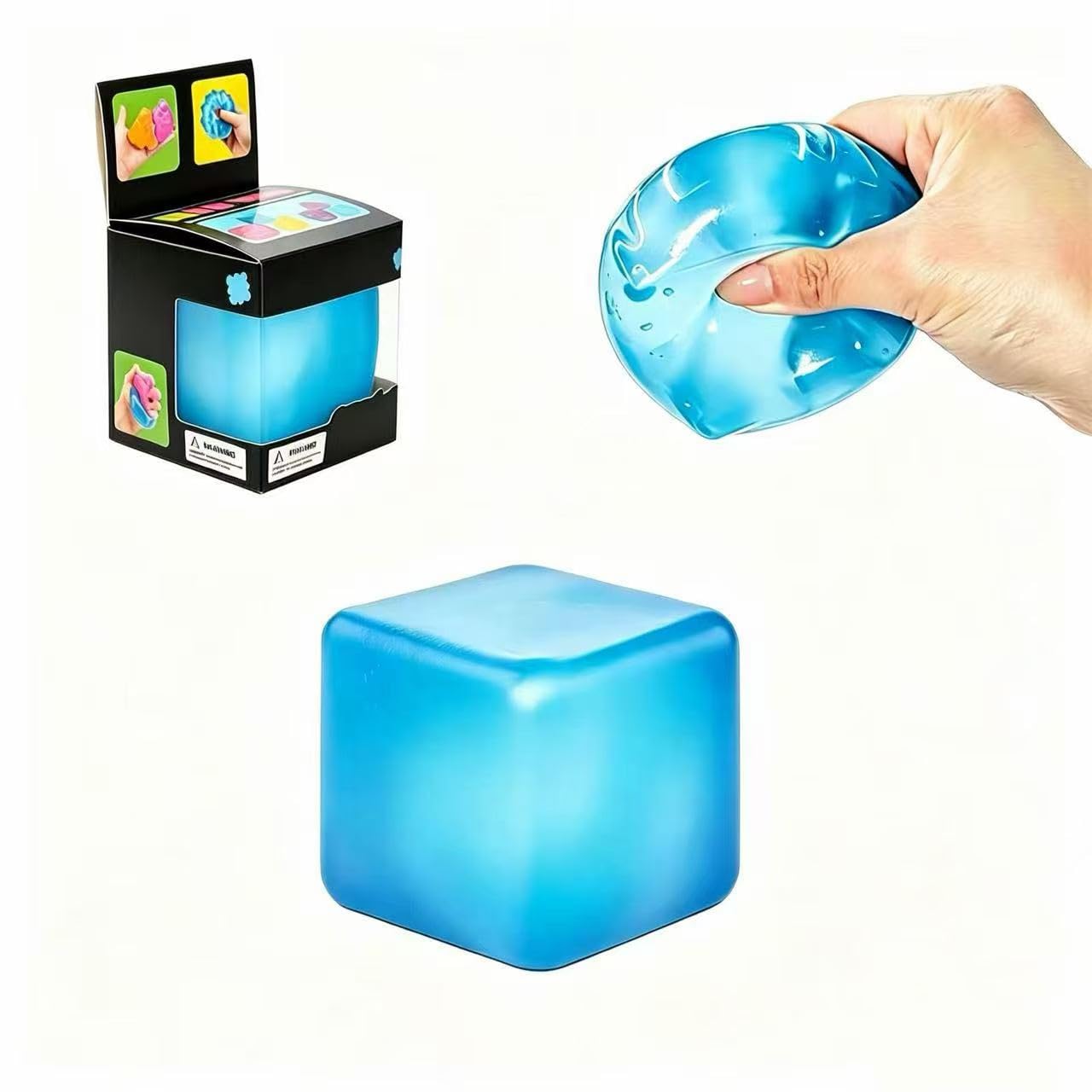 Premium Big Block Cube ,Ice Cube Squishies Toys,Durable, Slow-Rebound fingertip Exquisite Spherical ice Cube with boxGift-Ready (Blue)
