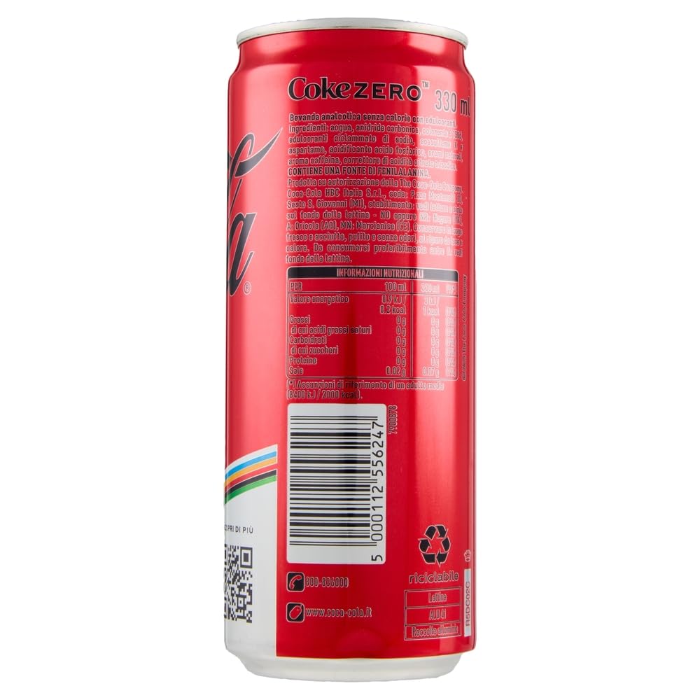 Italian Gourmet Cola Zero Zucker 72 x 330 ml Dosen koffeinhaltiges Erfrischungsgetränk ohne Zucker kalorienarm Vorratspack Großhandel Haushalt & Büro + Italian Gourmet Polpa