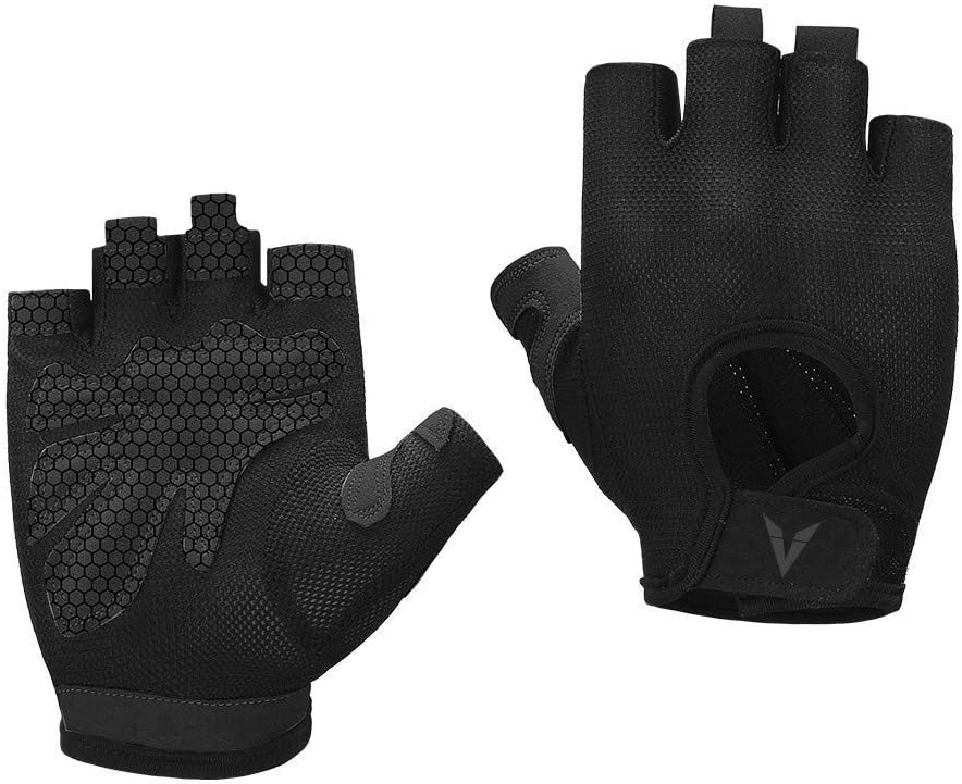 Veadoorn Gym Gloves, Men Women Breathable Non-slip Silica Gel Grip Exercise Gloves for Sports Cycling Fitness Weight-lifting (Black,XL)
