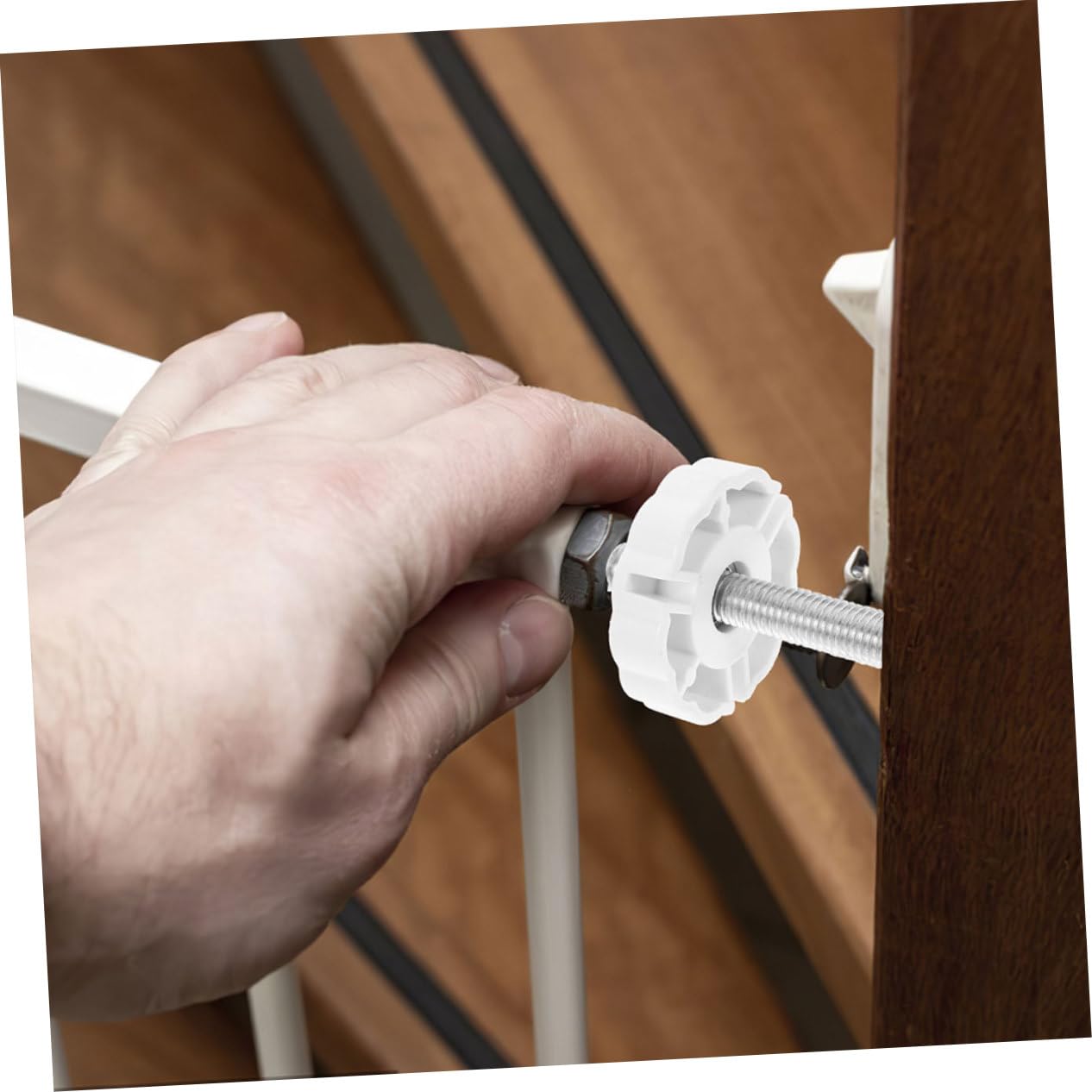 YARNOW 5 Ensembles Pièces De Balustrades De Porte Tiges Clé Partie Les Pièces Boulons Porte De Sécurité pour Bébé Ajustable Portes Grand Monté Enfant Alliage De Zinc Blanche 6 Pièces * 5