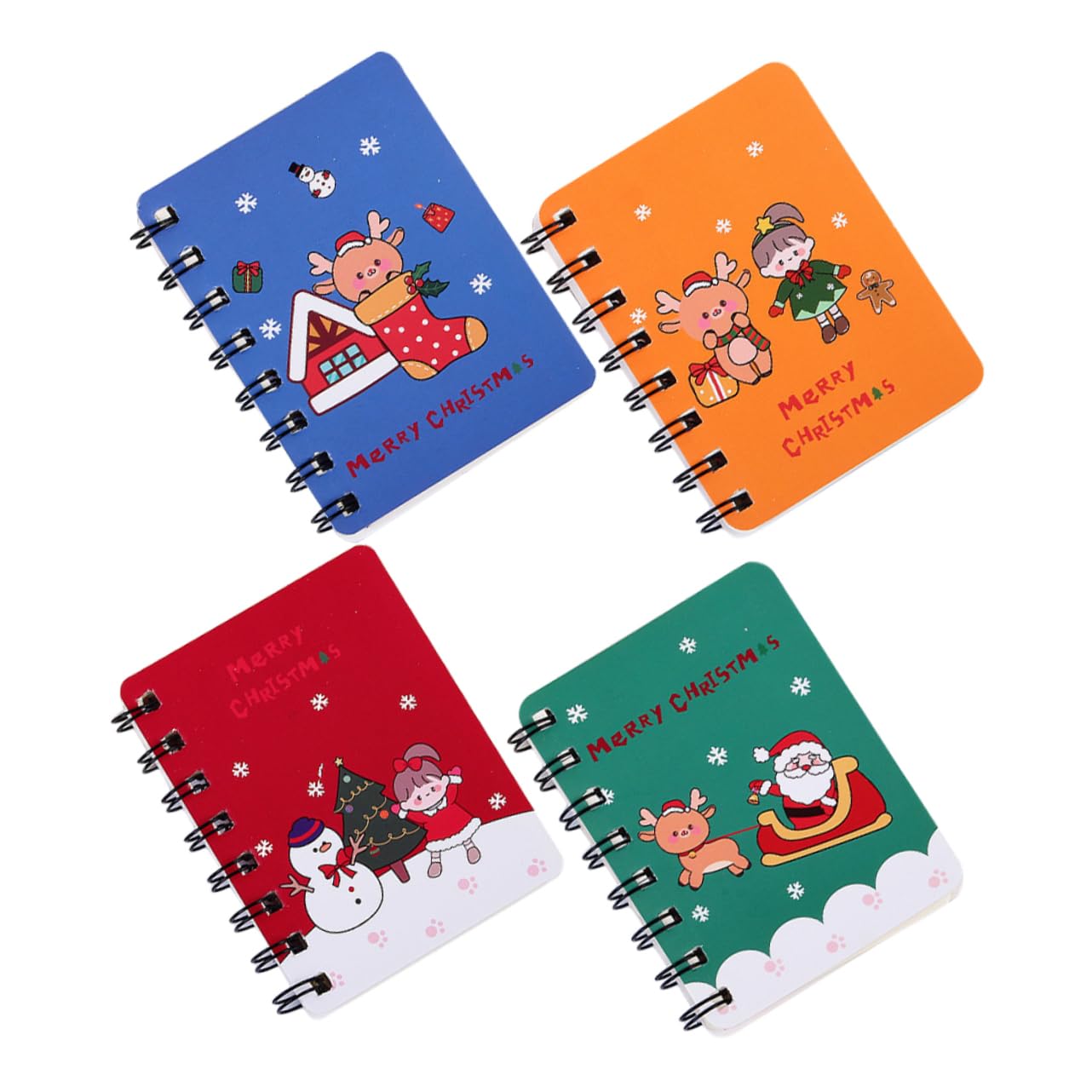 NUOBESTY 5 Ensembles Notes D'étude De Noël Carnet De Noël Cahier À Spirale Mignon Mini Cahiers En Vrac Onglets Mensuels Stickers Cahier Journal De Noël Mini-bloc-notes Papier 4 Pièces * 5