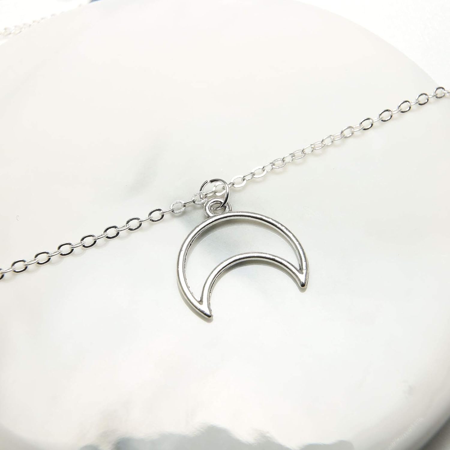 Yienate Bohemian Layered Necklace Dainty Silver Hollow Moon Star Pendant Chunky Link Chain Bead Choker Boho Charm Beach Necklace Jewelry for Women and Girls - Image 5