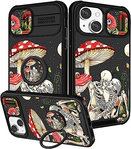 Image of Funermei (2in1 for iPhone 13 Case /for iPhone 14 Case for Women Cute Girls Skull Phone Cover Skeleton Goth Fun Spooky Horror Gothic Scary Design with Camera Cover Funda for Apple for iPhone 13 /14 Case