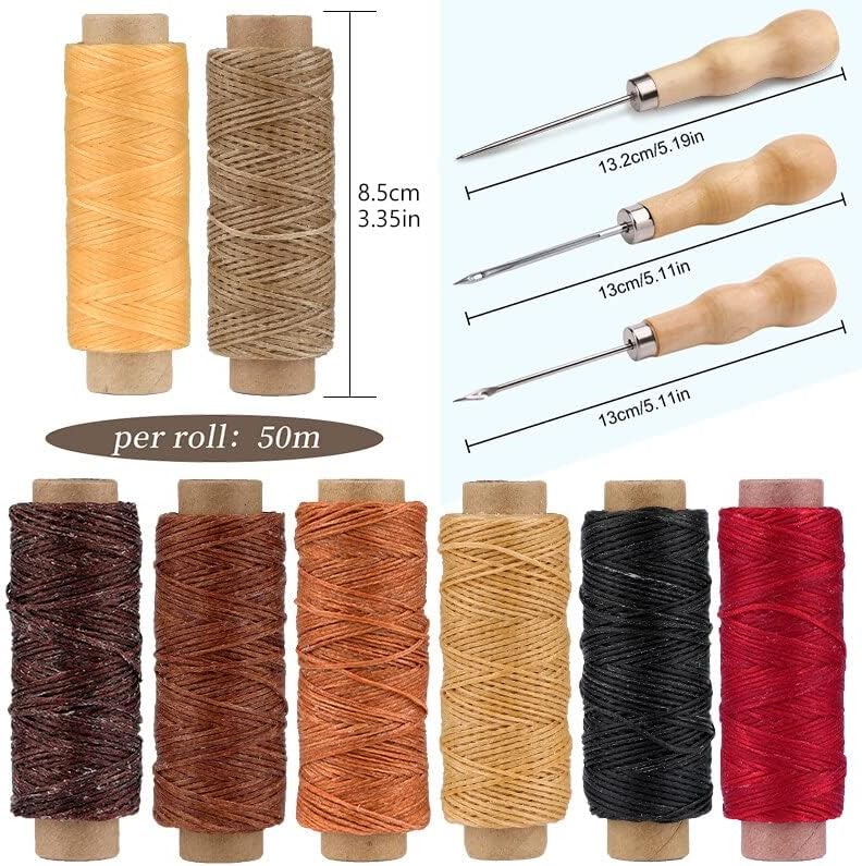 LMDZ Leather Sewing Kit Awl Hand Stitching Waxed Thread Hand Sewing DIY Tool Awl Leathercraft Shoes Repair Tools - (Color: type1)
