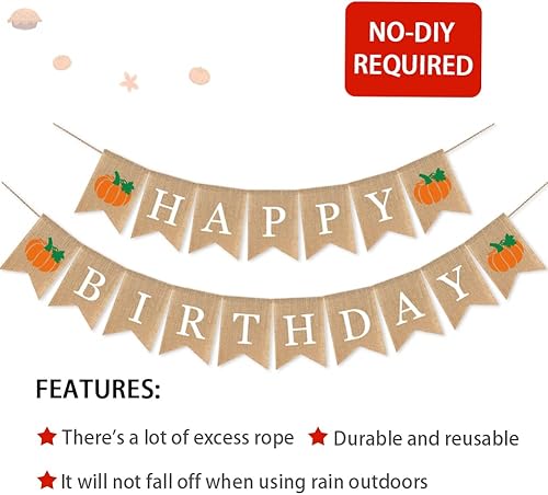 Miniatura 4 de Cartel decorativo de arpillera de feliz cumpleaños, suministros de fiesta para baby shower, decoración de fiesta, accesorios para fotos (nangua)