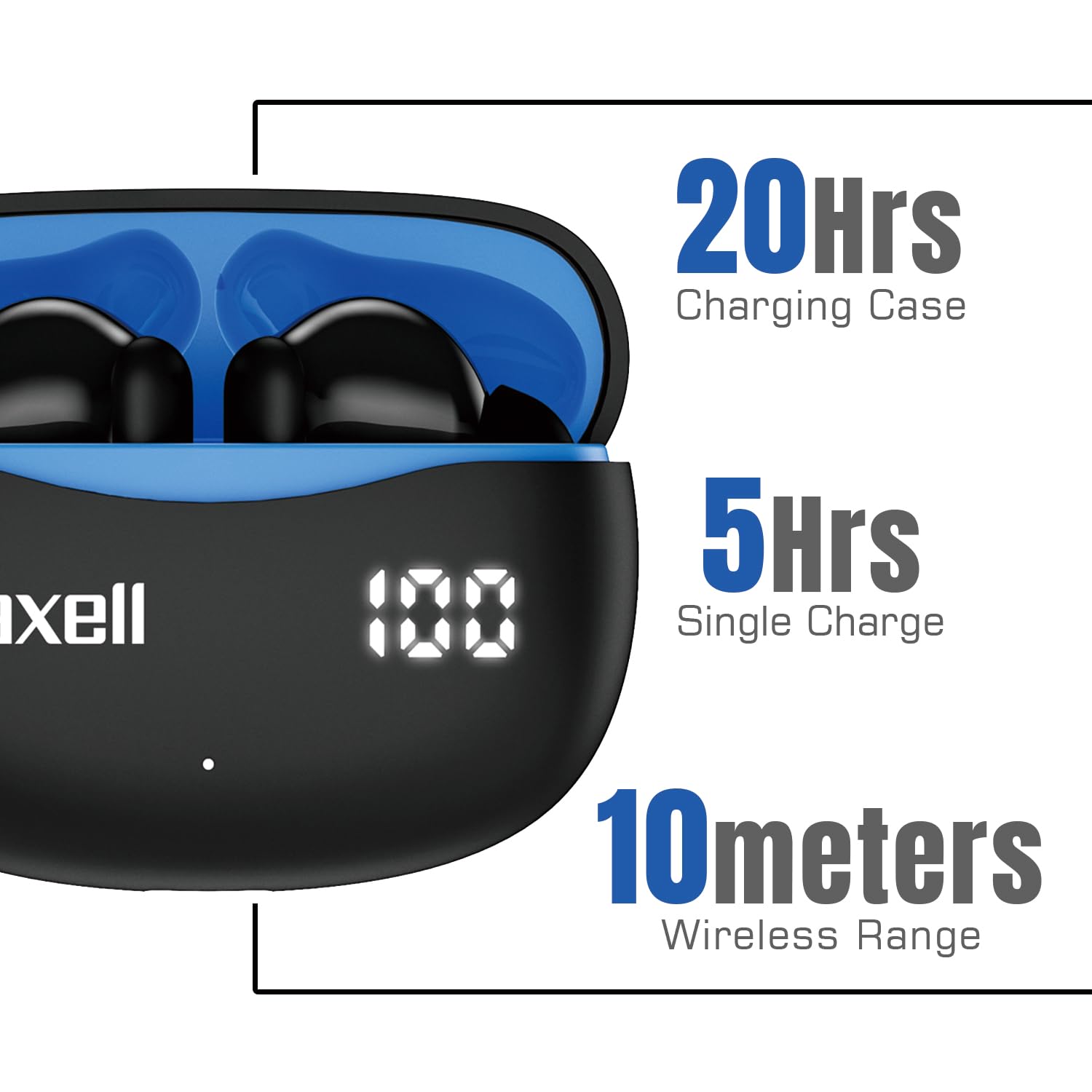 Maxell Auriculares inalámbricos con cancelación activa de ruido, tecnología ANC y ENC, 22 horas de reproducción, sonido inmersivo