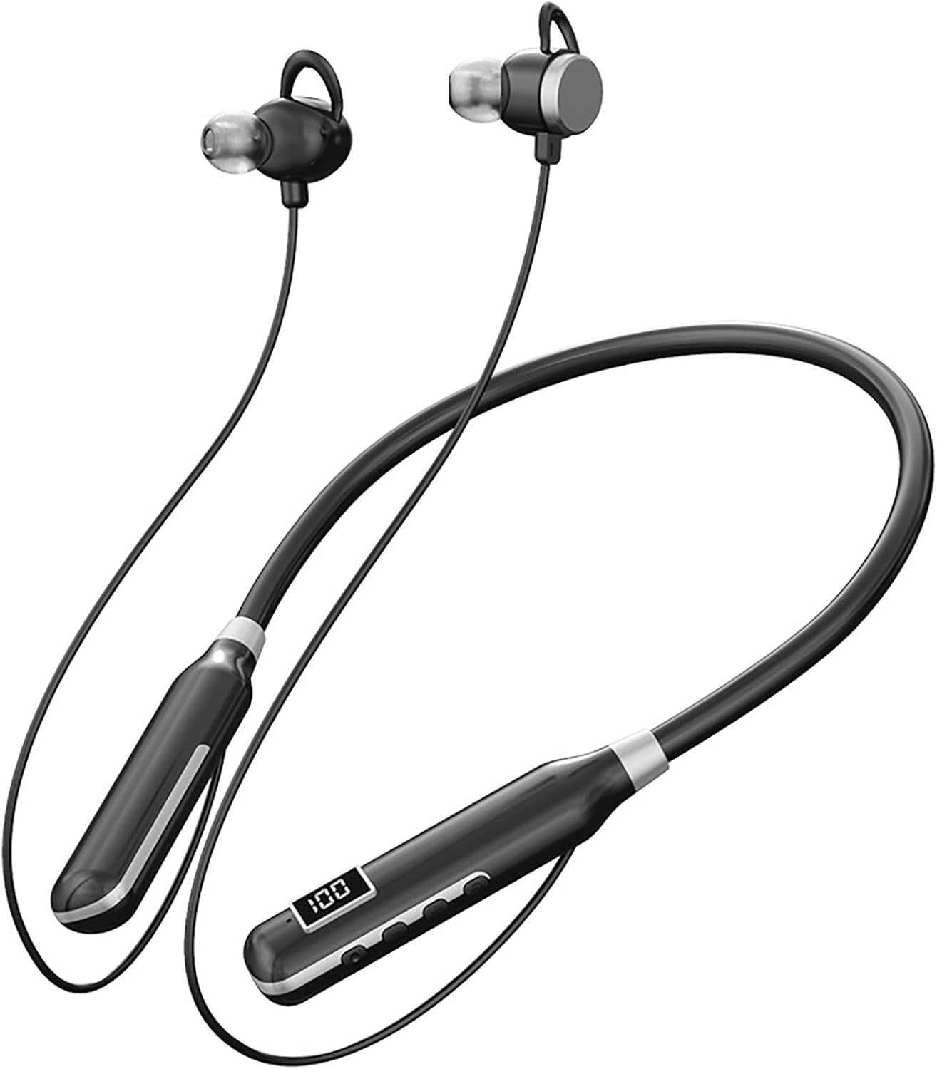 Neckband Bluetooth 5.3 Sports Earbuds, 40H Playback, LED Power Display, ENC Calls, IPX5 Waterproof, Graphene Driver, Memory Neck Collar for Gym Running Travel