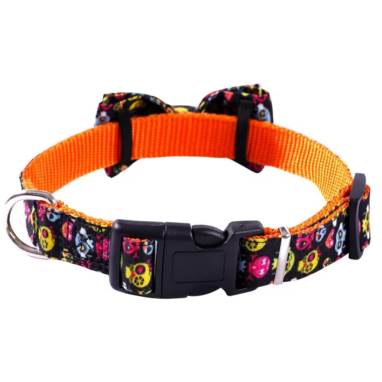 Pet Collar, Cat Collar with Bowtie Halloween Party Neck Decor Adjustable Dog Collar for Puppy Small Medium Dogs_L(Skeleton) - Image 3