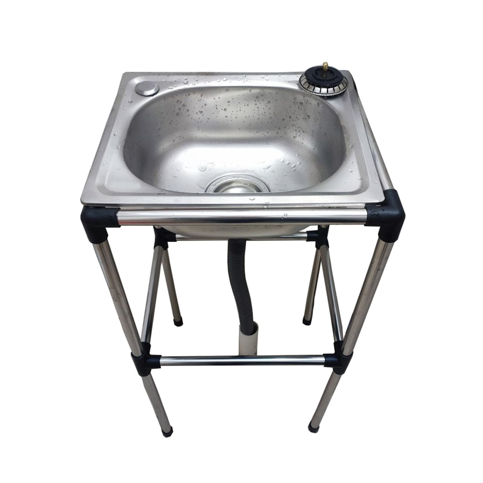 Fregadero de acero inoxidable de una pieza duradero y resistente con patas para zonas de lavado