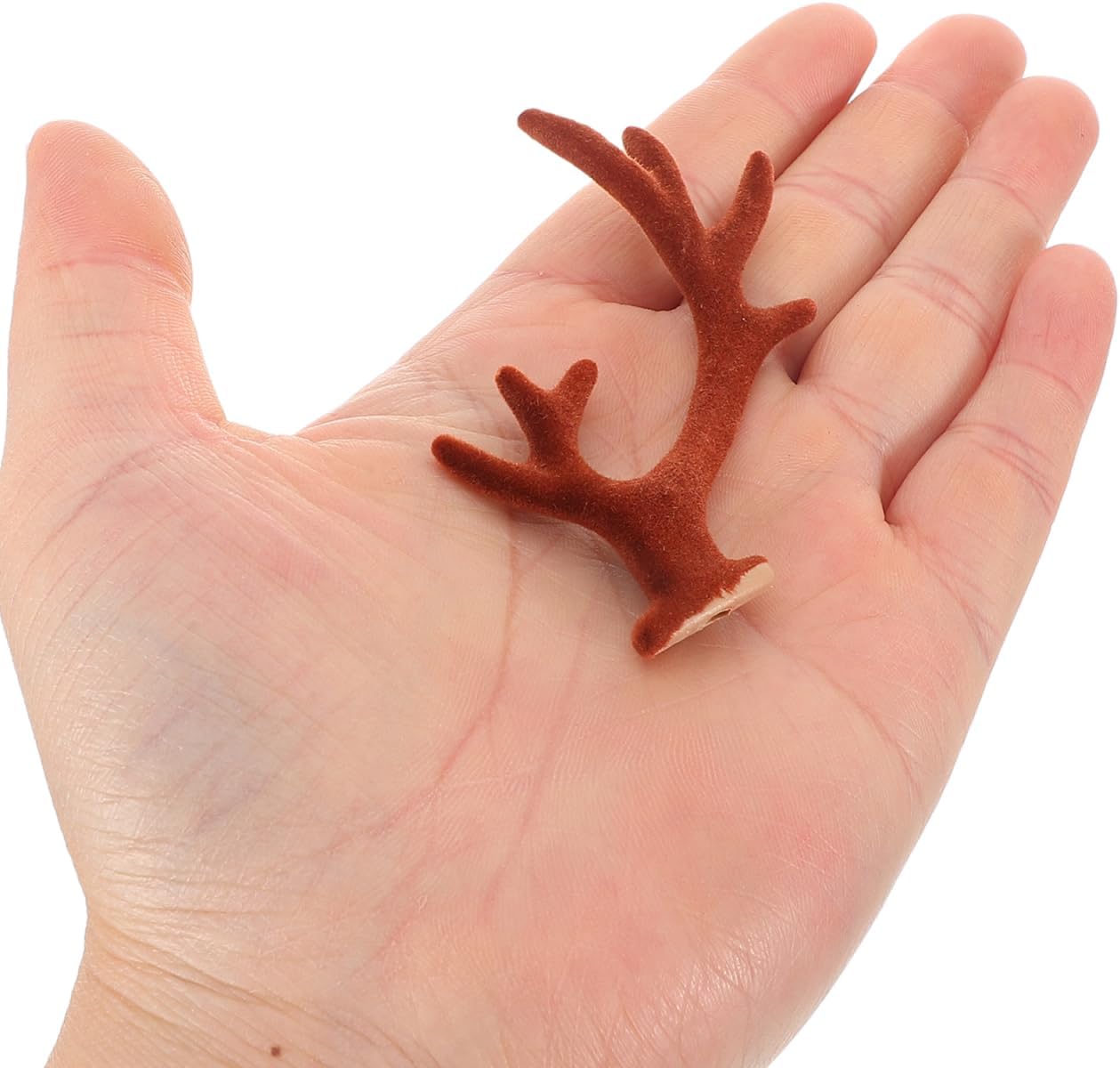 DOITOOL 10 Pairs Mini Deer Antlers Embellishments, Cute Reindeer Elk Flocking Deer Antlers Cute Animals Horn for DIY Crafts Christmas Headband Snowman Wedding Party Accessories