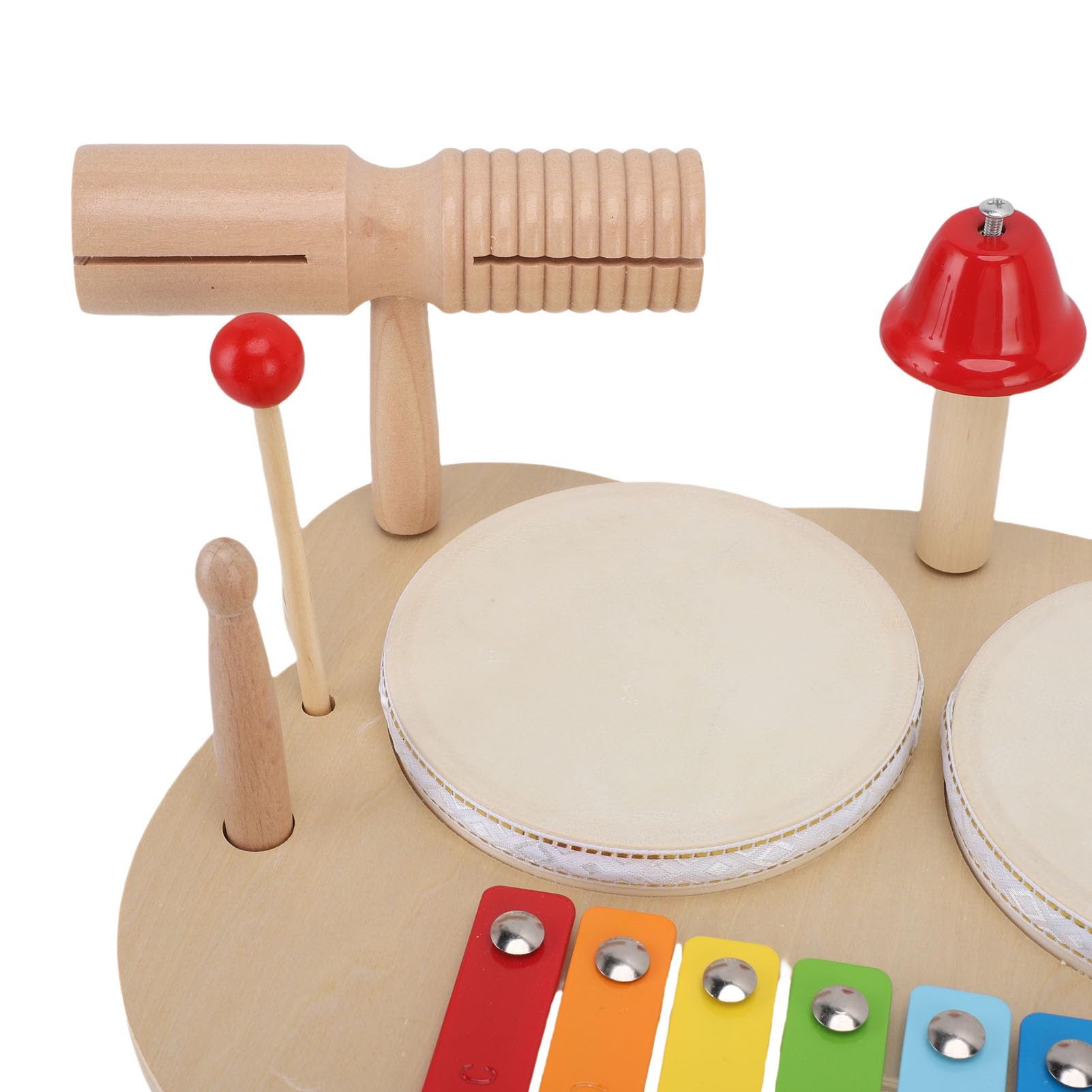 Topiky Giocattolo a Percussione Musicale in Legno per Bambini Piccoli, Set di Batteria Educativa per Coordinazione Occhio-mano con Piatto, Campana e Sonaglio, per Sviluppare abilità Motorie, Regalo di