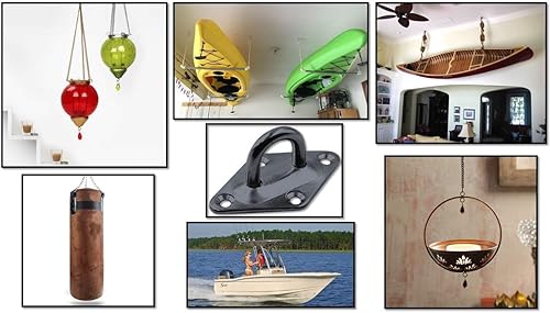 Miniatura 6 de Branded Boards Kits de hamaca de alta resistencia y gancho de techo con almohadilla de diamante, acero inoxidable 304 y acero galvanizado de zinc