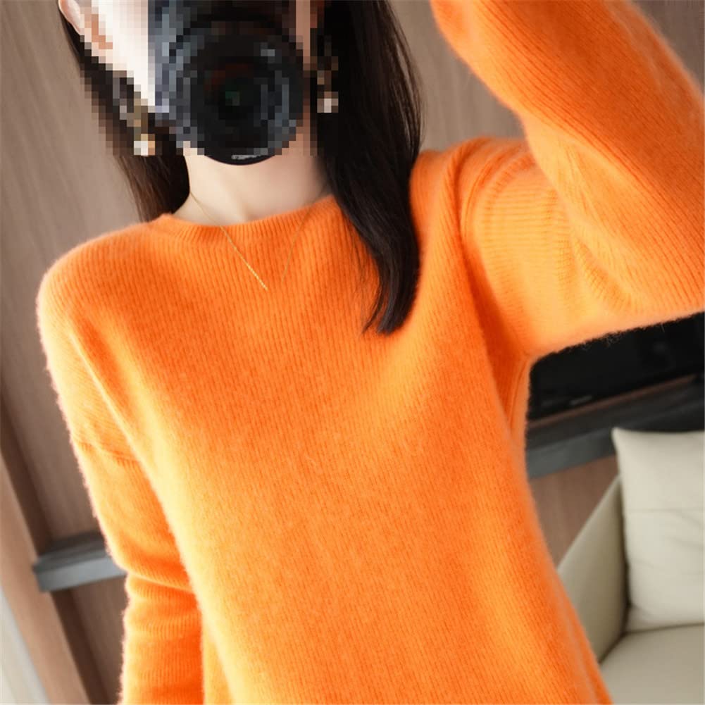 Youllyuu 100% Kaschmir Pullover Damen O-Neck Pullover Sweater Dicker Strickpullover Tops