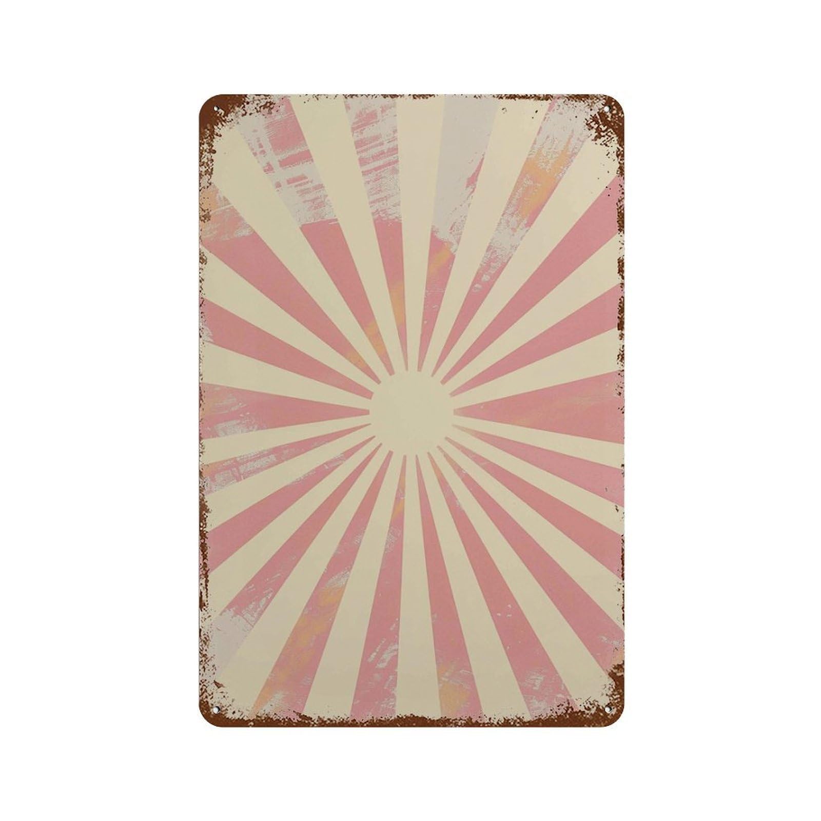 xiaoxiaoshen Sunburst Rays Retro Pink And Beige Modern Abstract Geometric Work Minimalist Sun Wall Decor Art Metal Tin Poster Modern Home Decor Art Home Bar Shop Decorations Vintage Sign 30x20cm