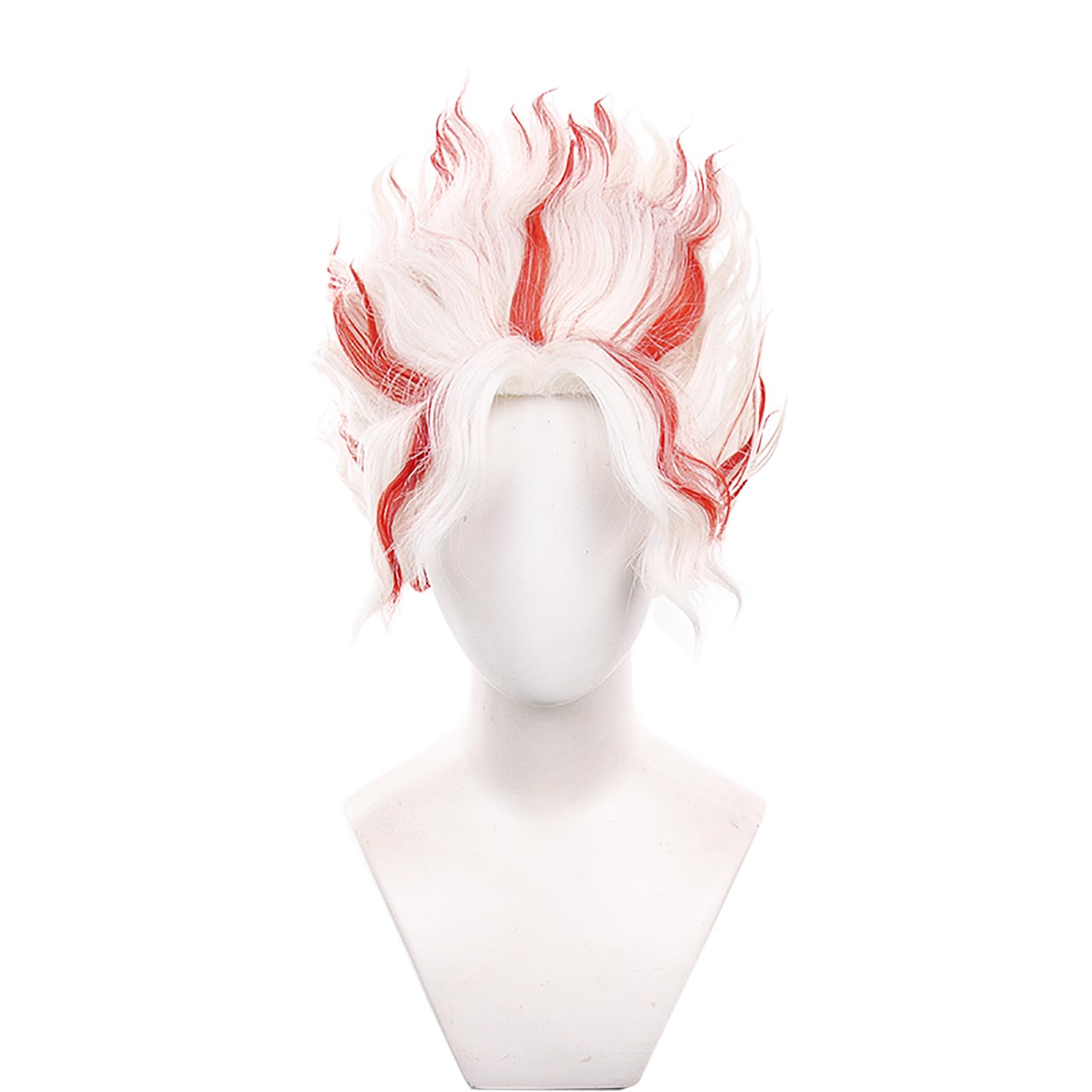 XiongXiongLe Halloween Cosplay Men Costume White Mixed Red Dyed Sky High Short Hair Wigs for Adult Women Cos Anime Party Halloween Christmas Comic