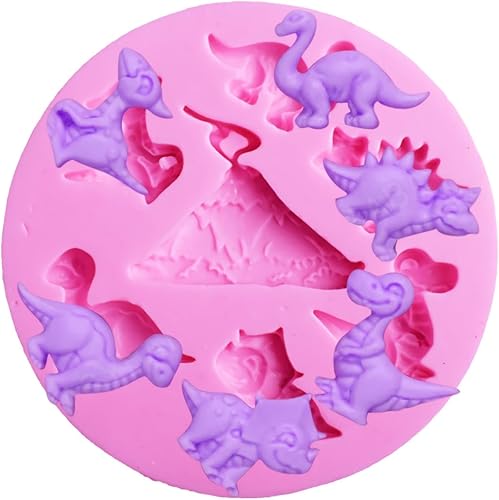 Molde de silicona de dinosaurio de tamaño pequeño para fondant, decoración de pasteles, dulces, pasta de goma, arcilla polimérica (3.1 x 3.1 x 0.4